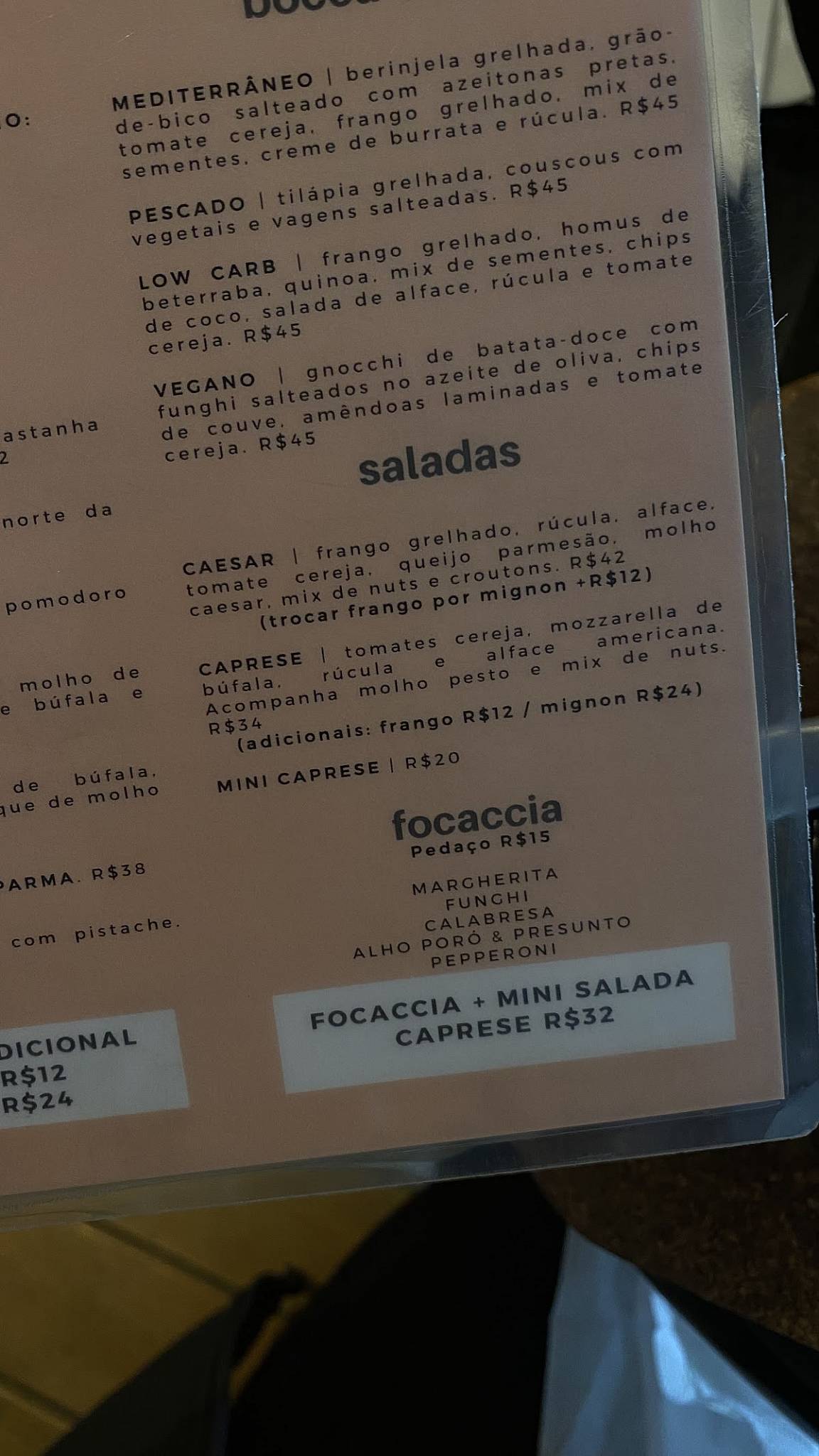 Bocca Lupo Focacceria e Caffé cardápio