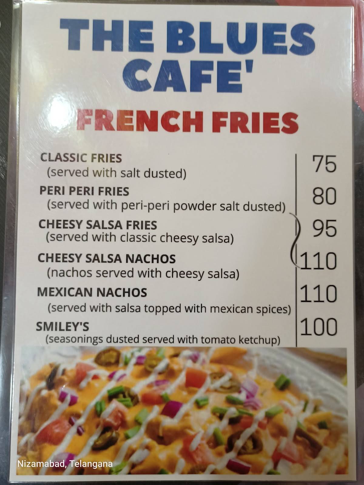 The blues Cafe' menu