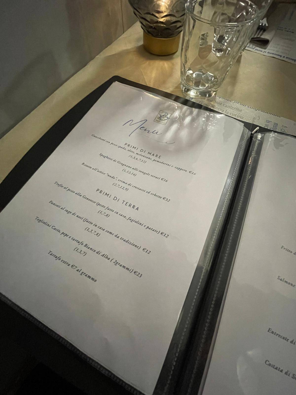 Menu di Bollicine Ristorante Ligure di Pesce fresco 