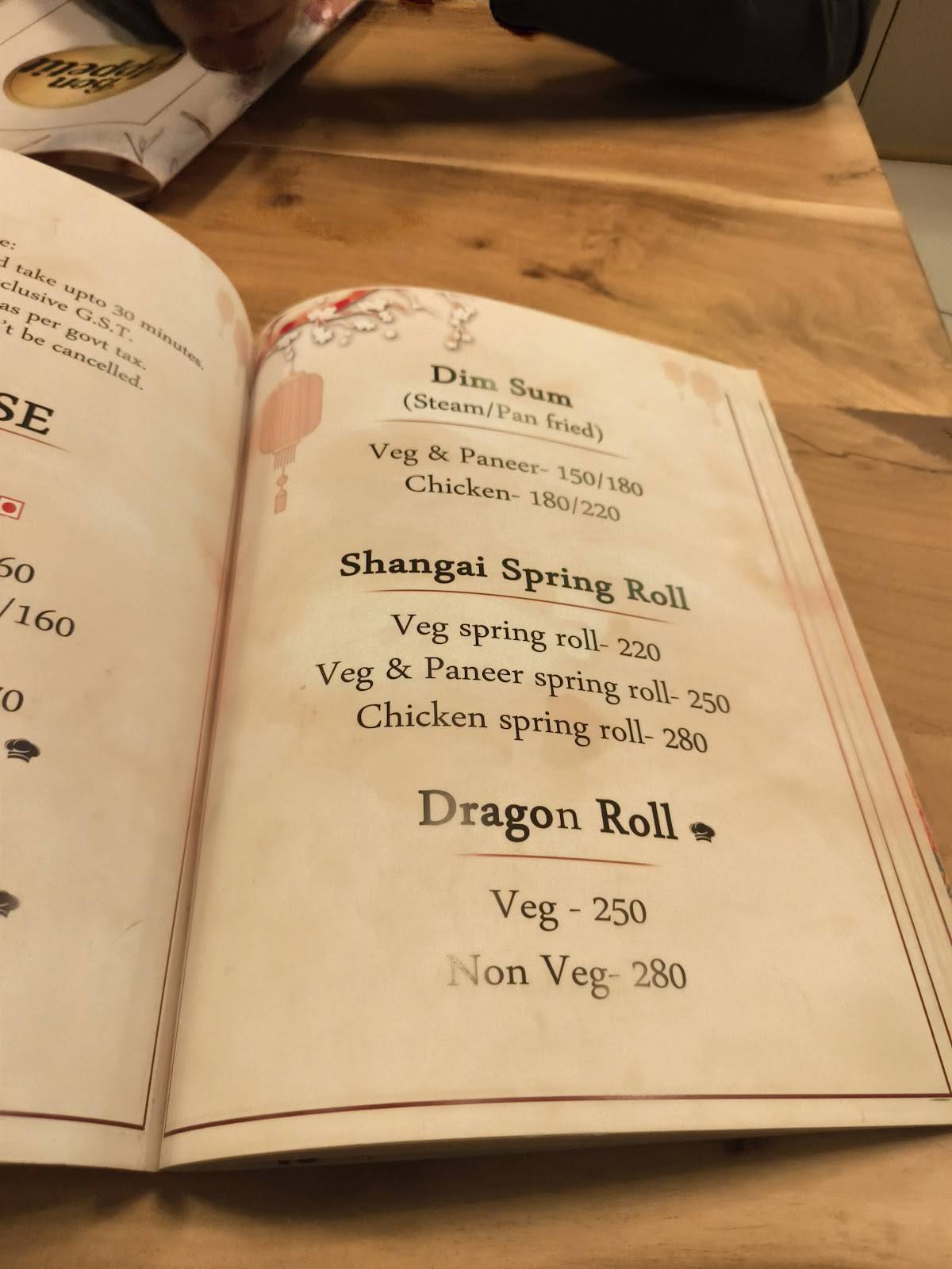 Bon Appetit menu