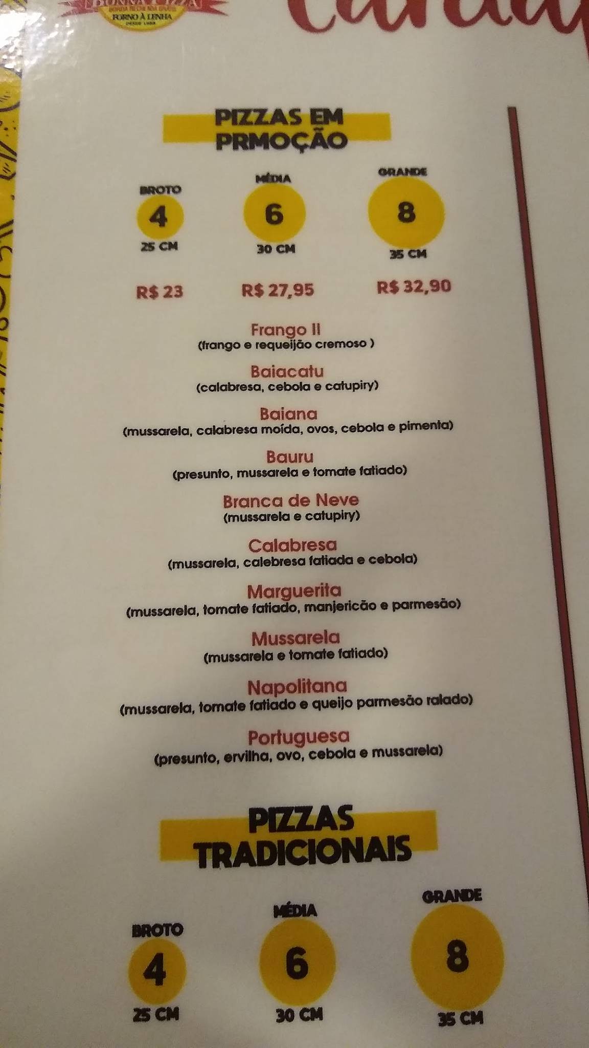 Bonna Pizza cardápio