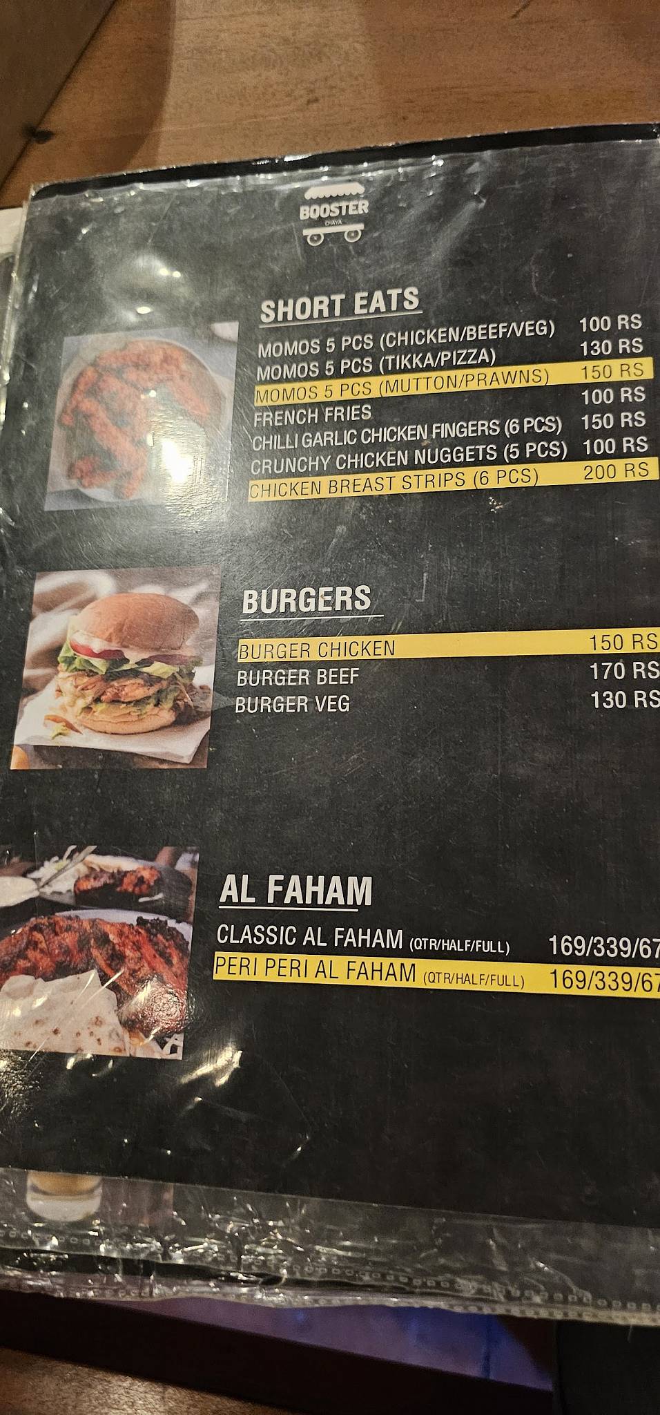 Booster Chaya Changanassery menu