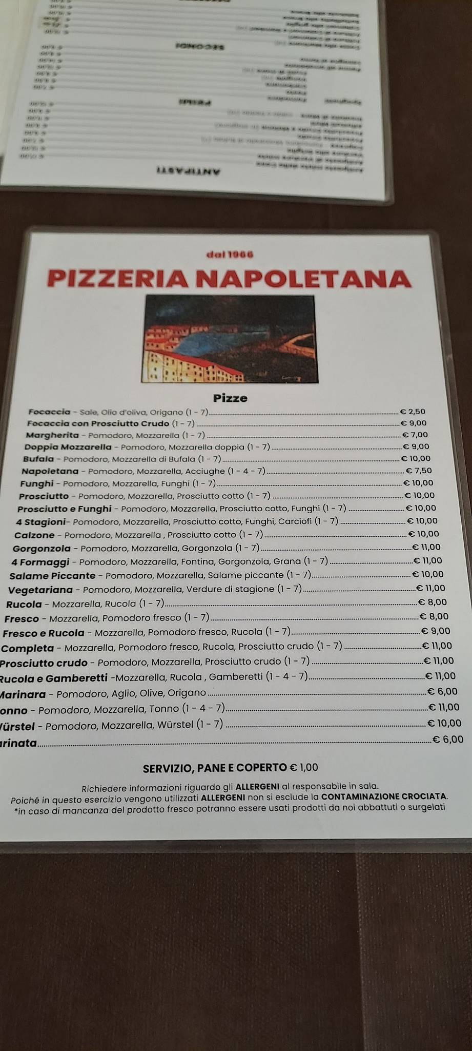 Menu di Pizzeria Napoletana 