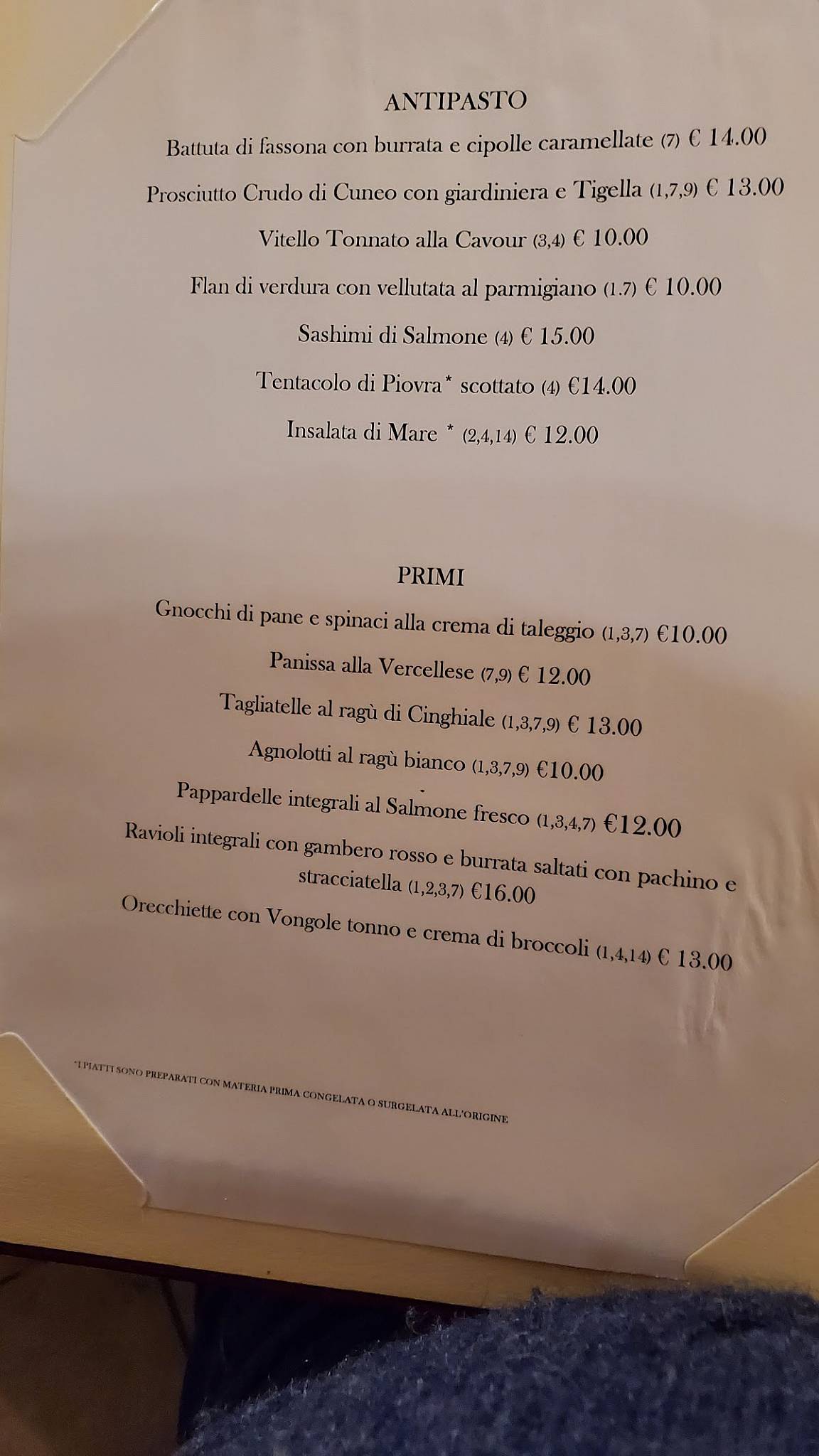 Menu di Ristorante Borgo Antico 