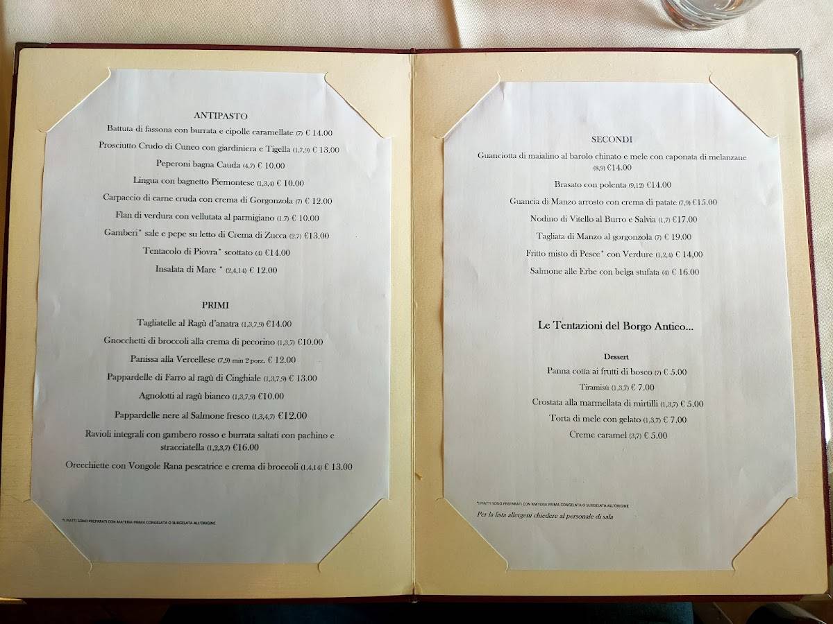 Menu di Ristorante Borgo Antico 