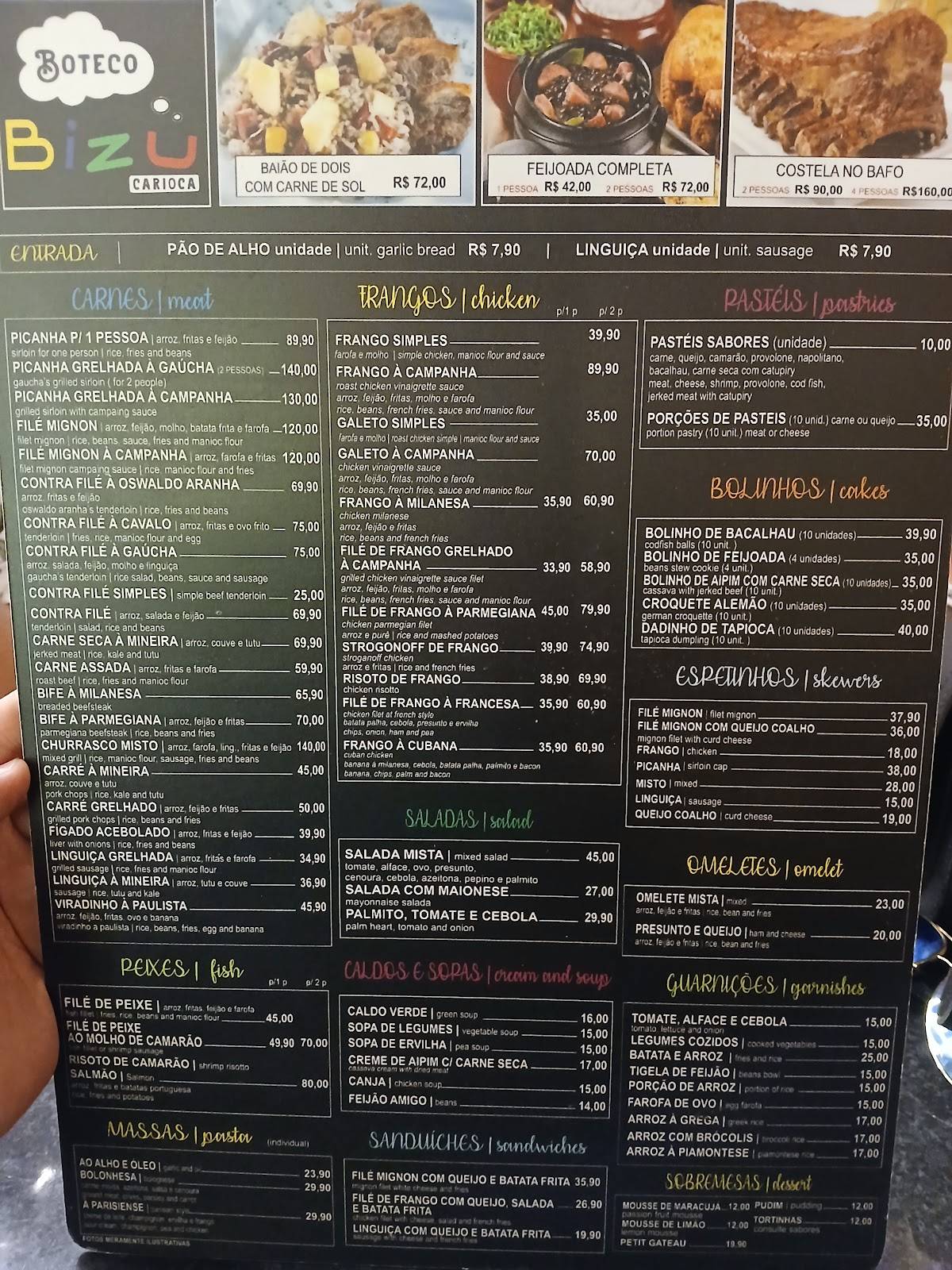 Boteco Bizu Carioca cardápio