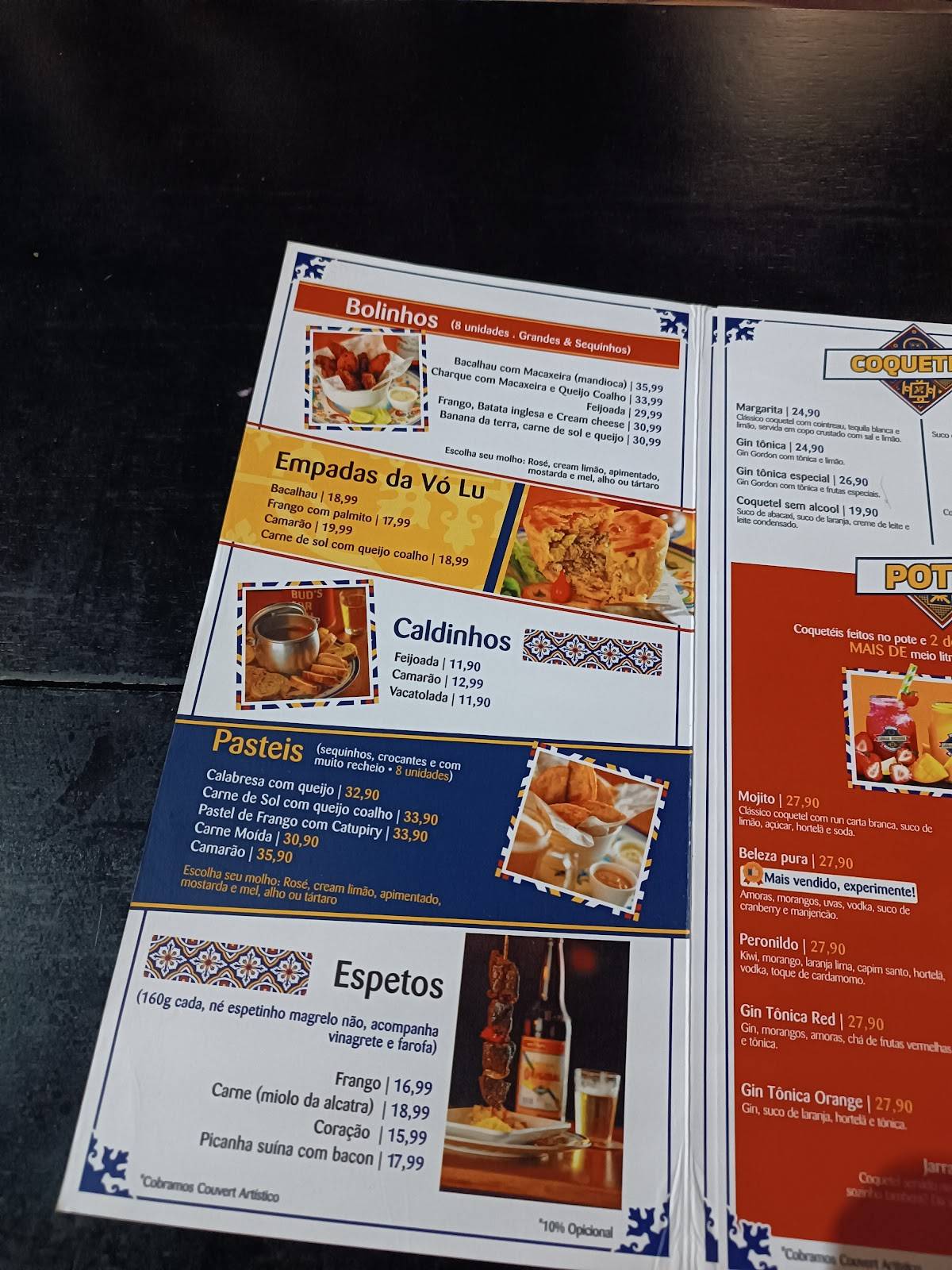 Boteco Lugar Nenhum cardápio