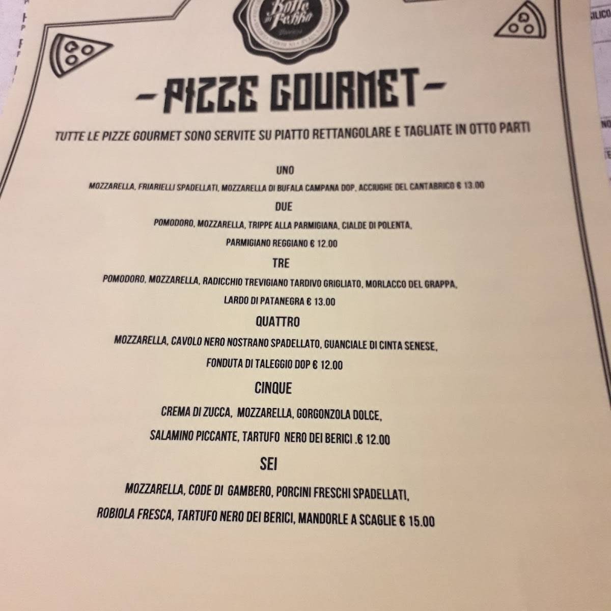 Menu di Botte Di Ferro Beer and Food Cucina Pizza e Birra 