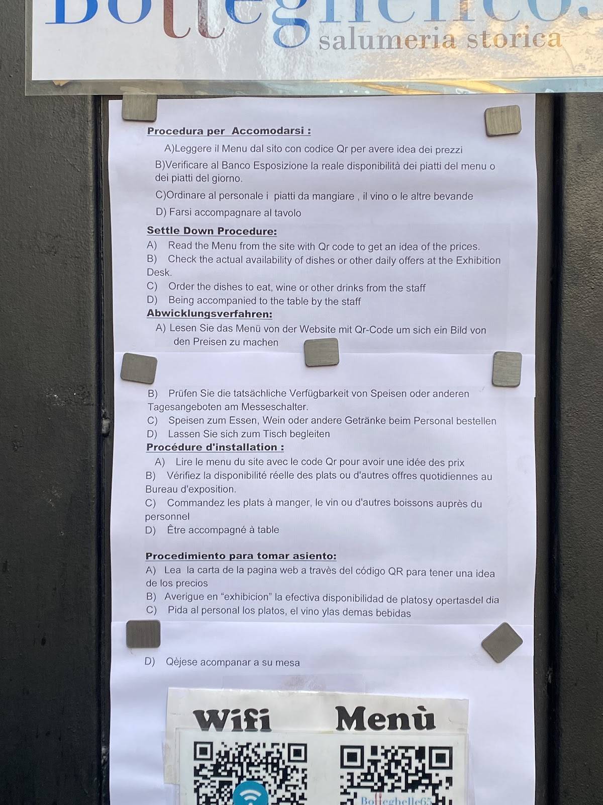 Menu di Botteghelle 65 