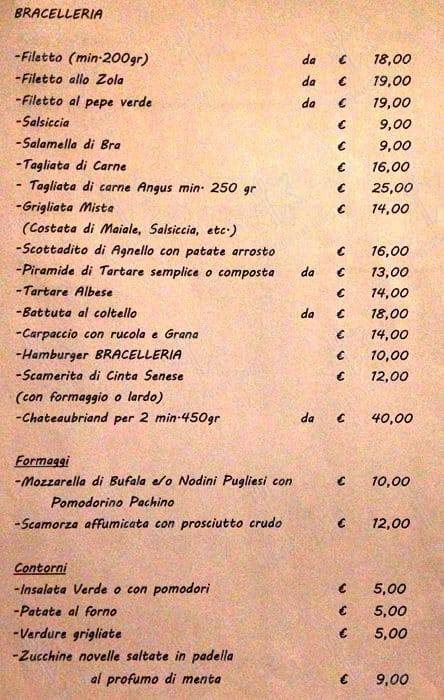 Menu de Bracelleria