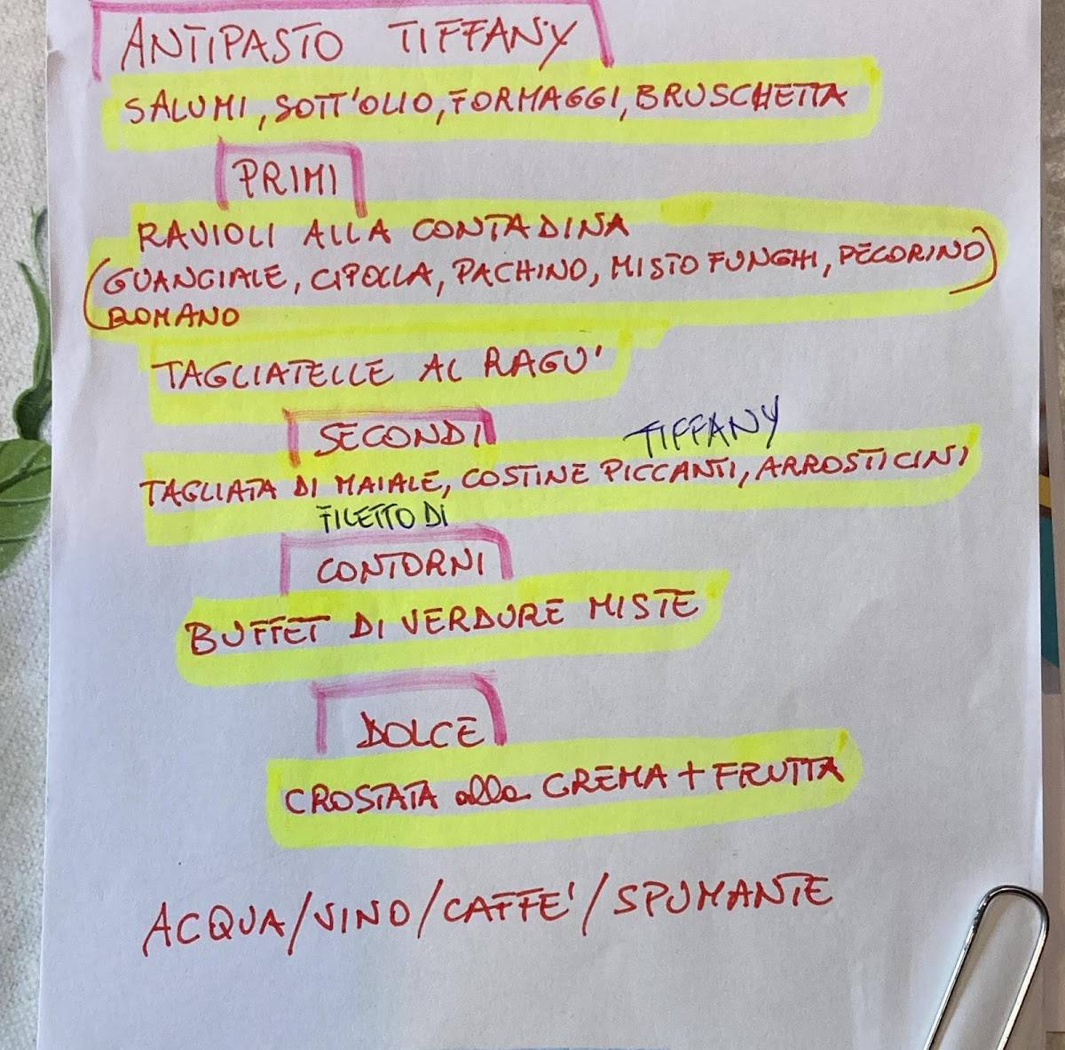 Menu di Braceria Tiffany 