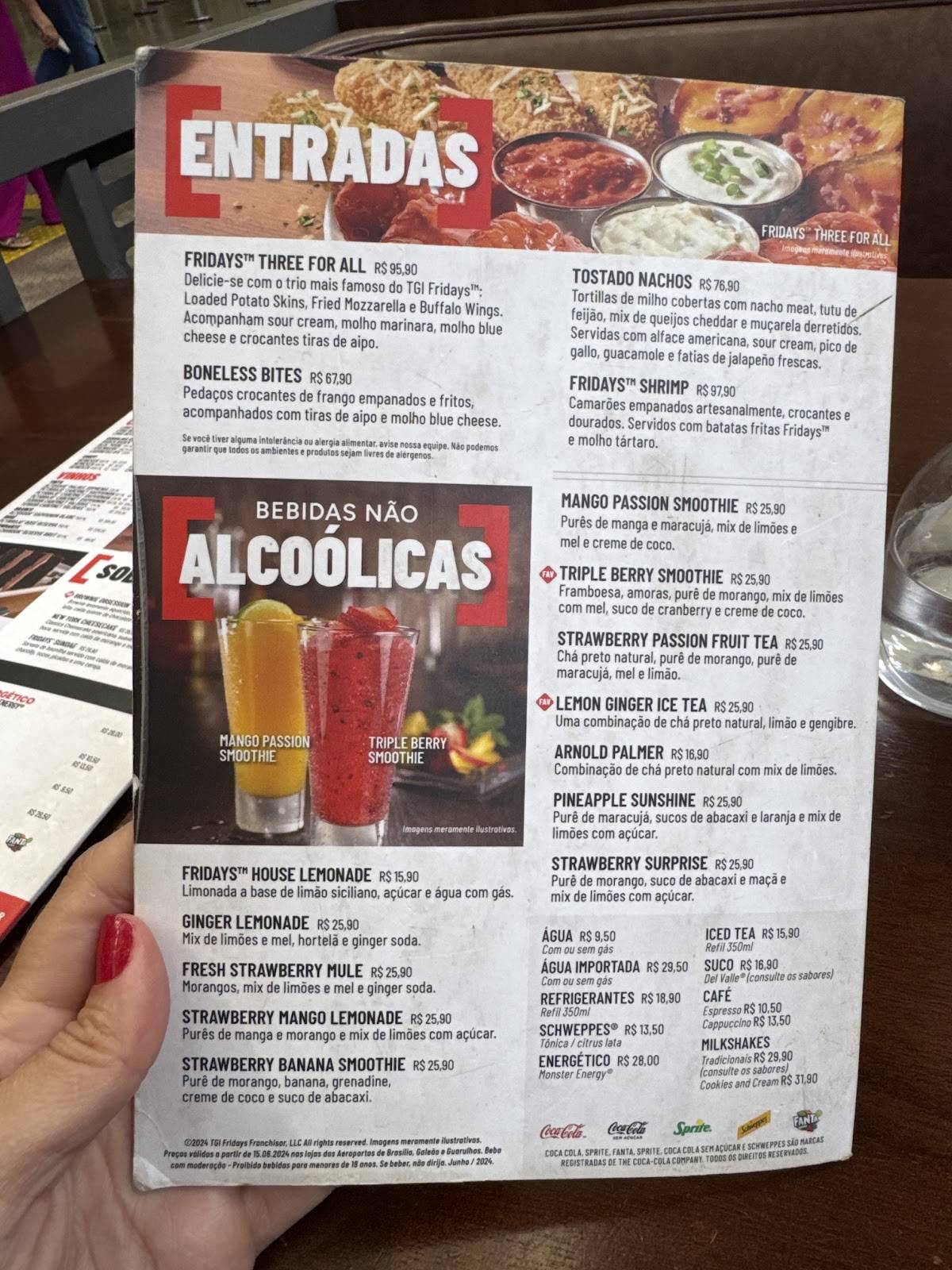 TGI Fridays: Sports Bar, Drinks, Hambúrguer, Happy Hour em Brasília DF cardápio