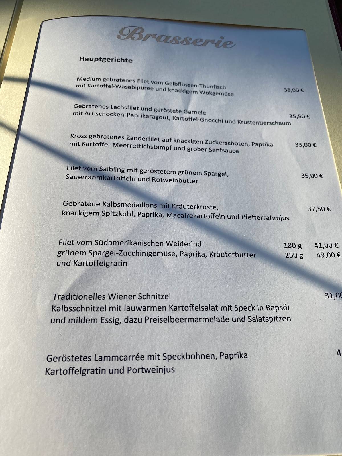 Brasserie (in der Yachthafenresidenz Hohe Düne) Speisekarte