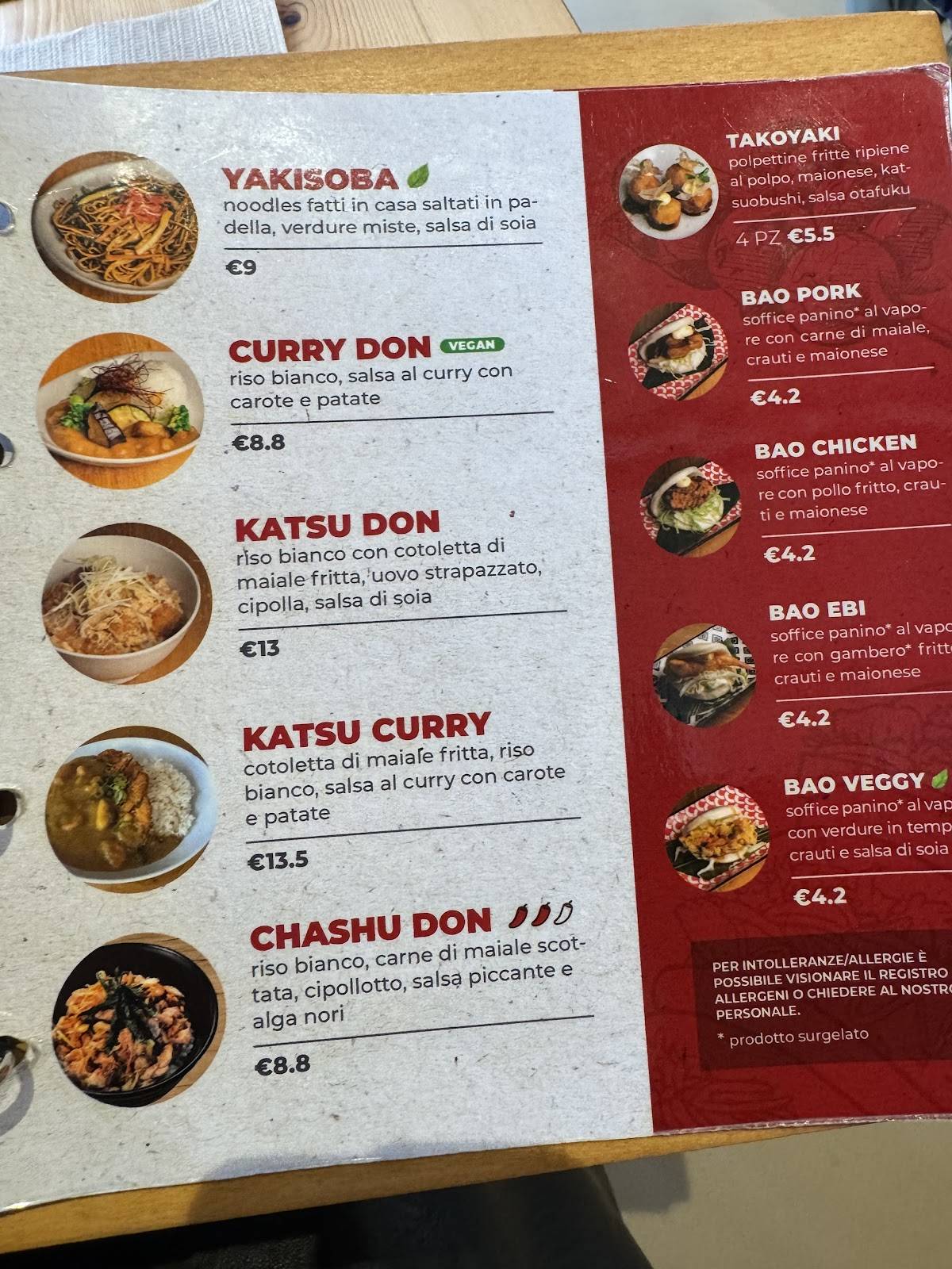 Menu di Ramen Bar Akira - Brescia S. Faustino 