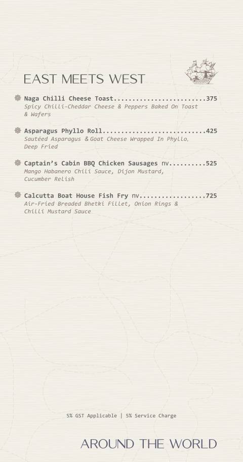 Bridge Bistro Bar menu