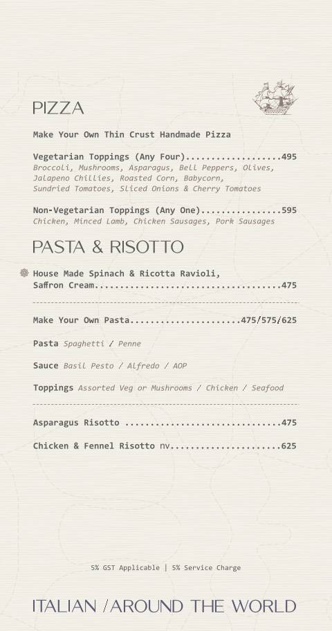 Bridge Bistro Bar menu