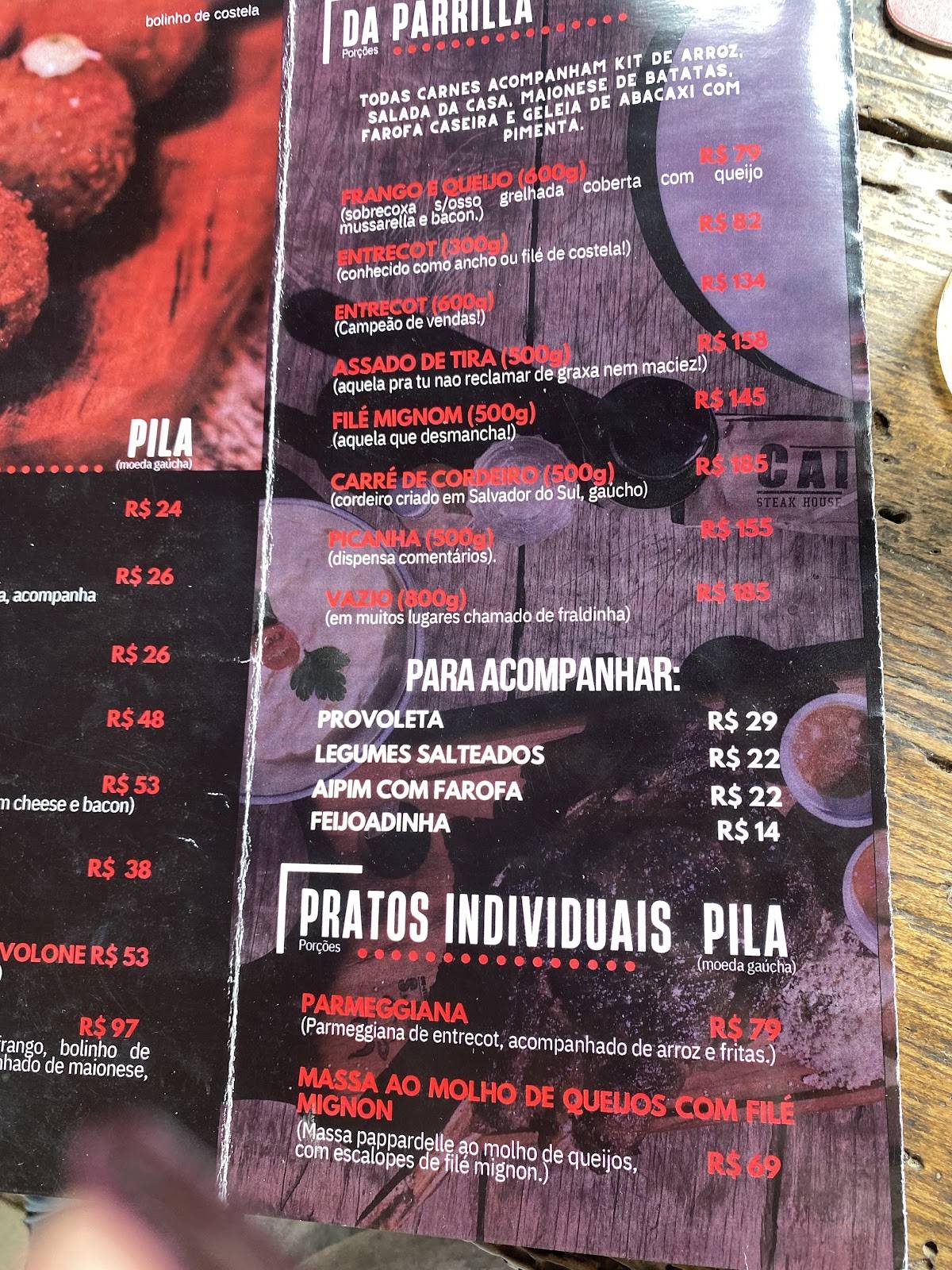 Caian's Churras+Bar cardápio