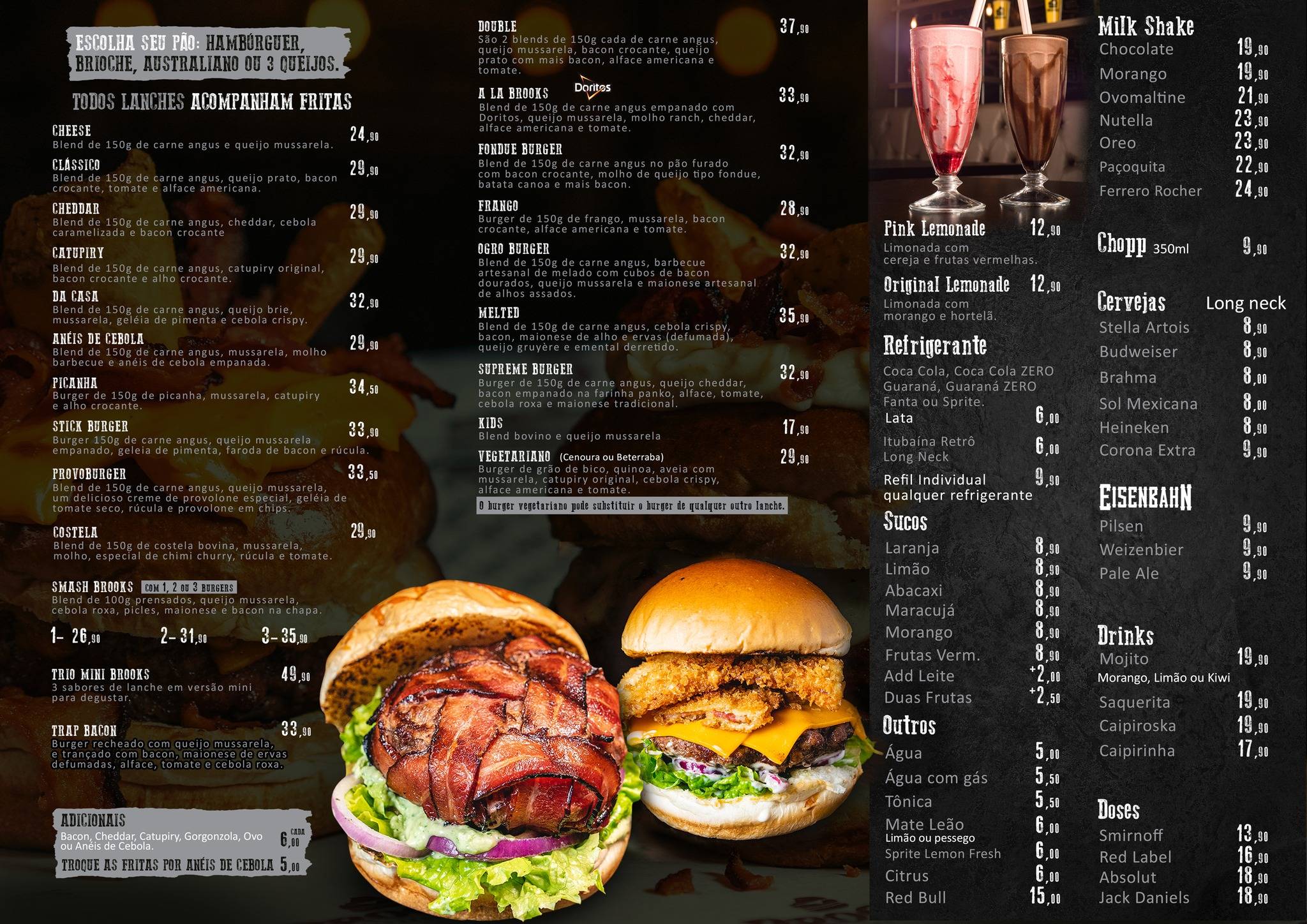 Brooks Hamburgueria Araçatuba cardápio