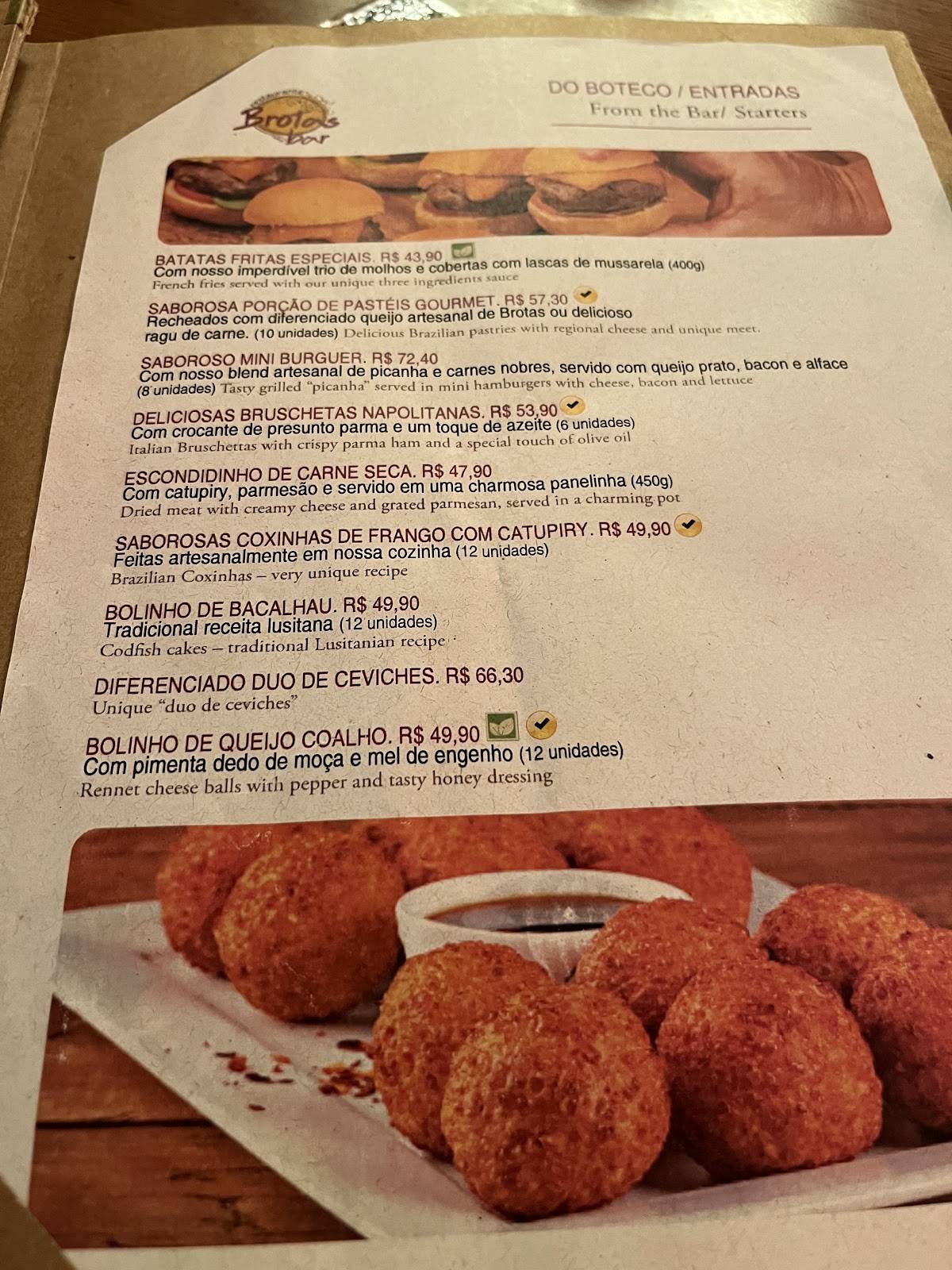 Brotas Bar cardápio