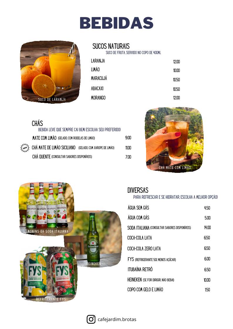 Café Jardim cardápio