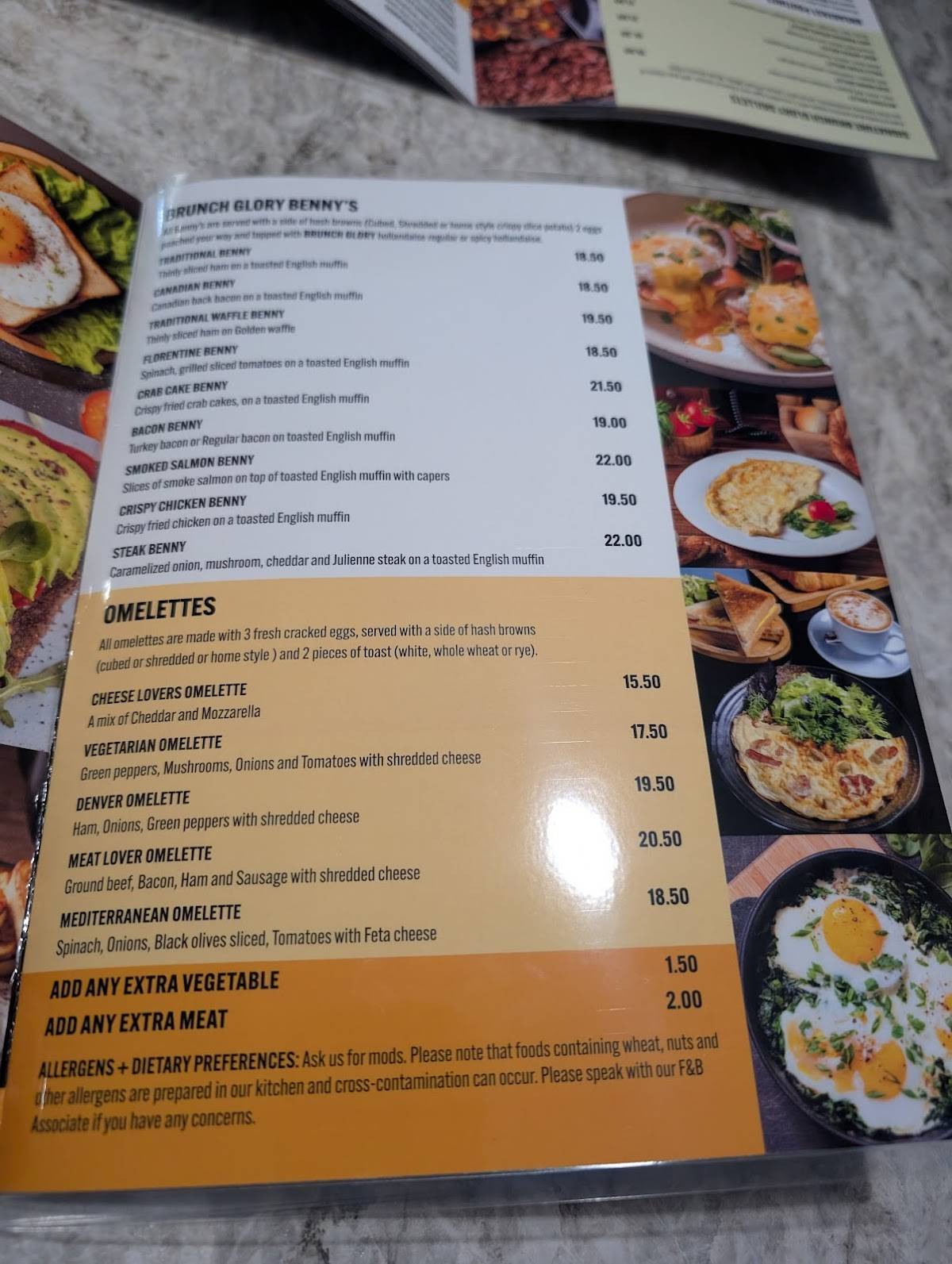 Menu de Brunch Glory & Calypso’s Greek Taverna