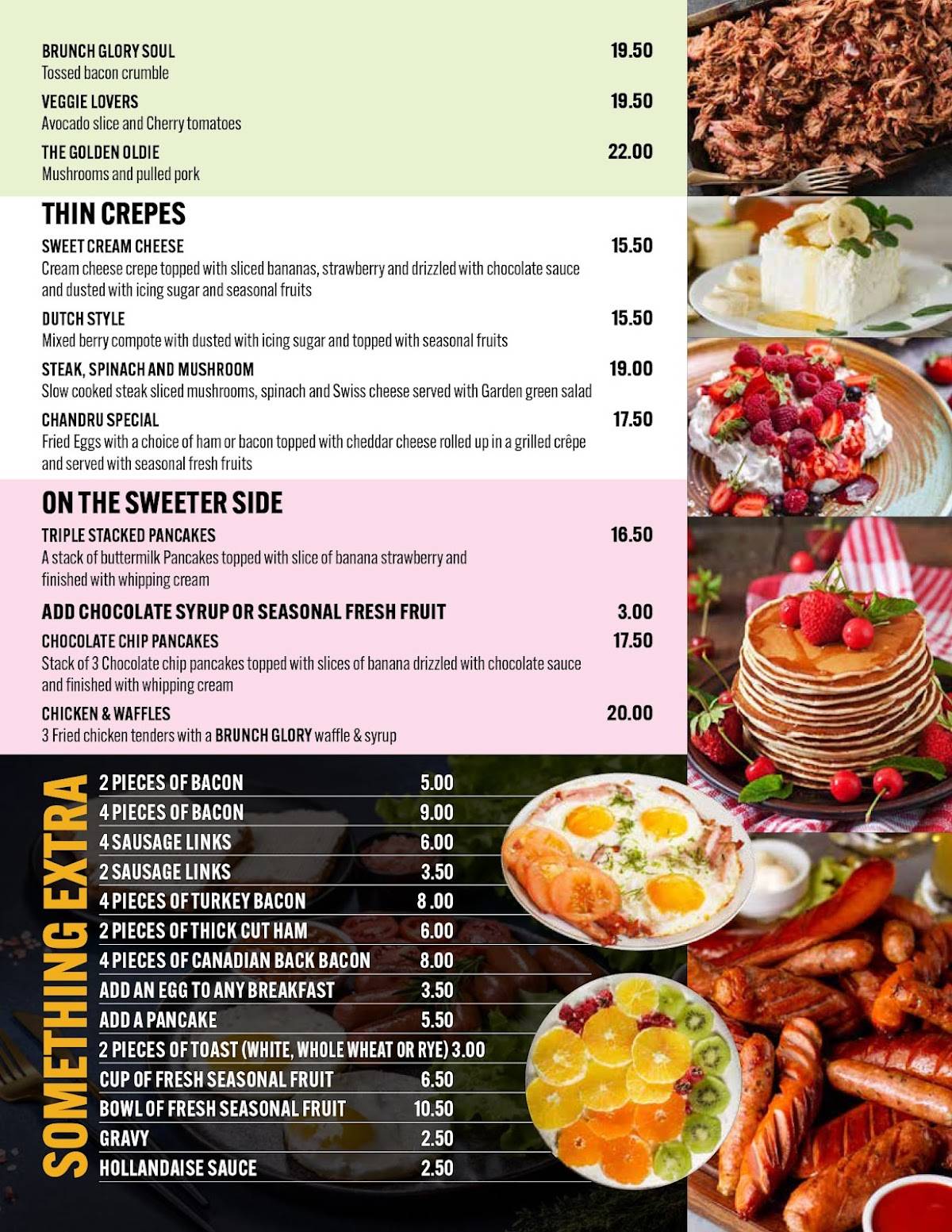 Menu de Brunch Glory & Calypso’s Greek Taverna