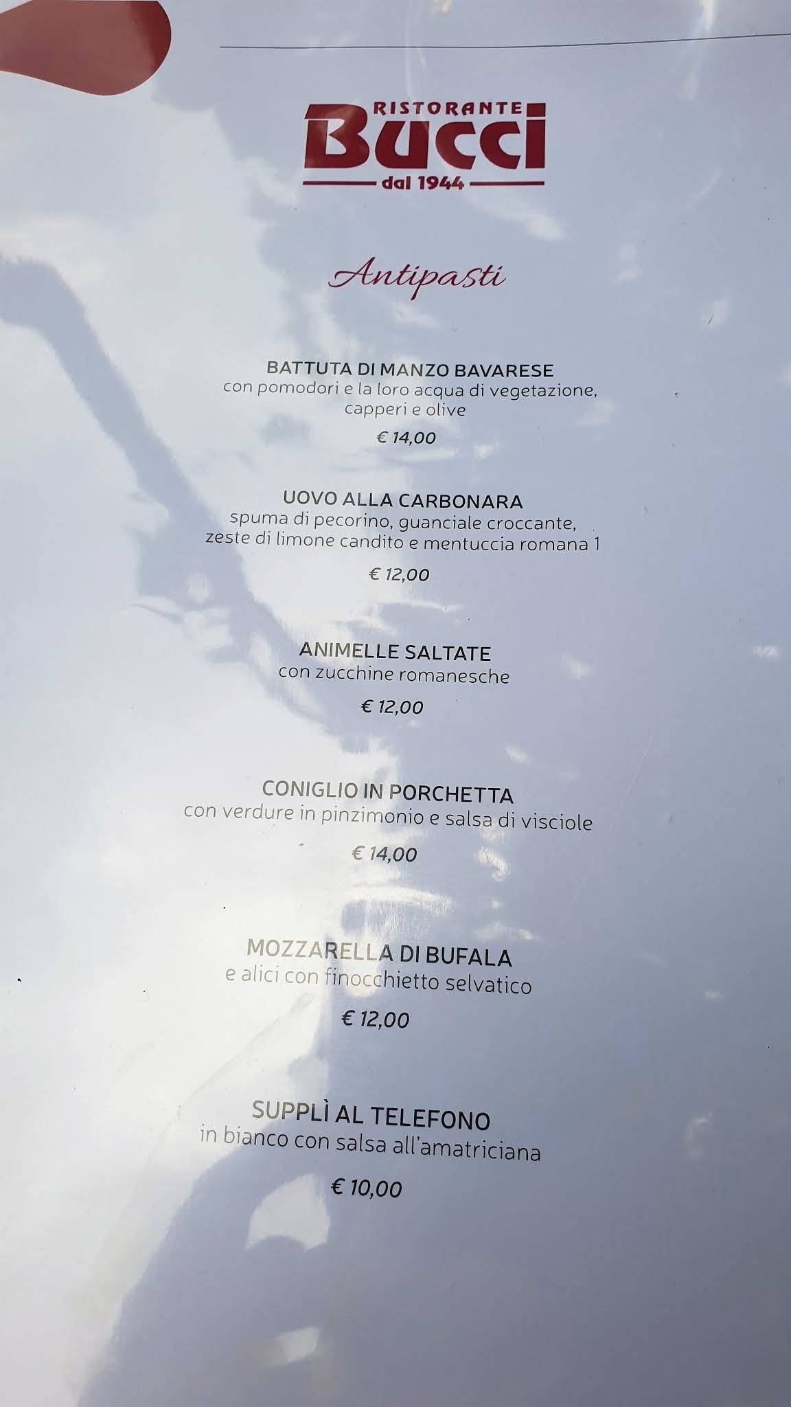 Menu di Bucci 