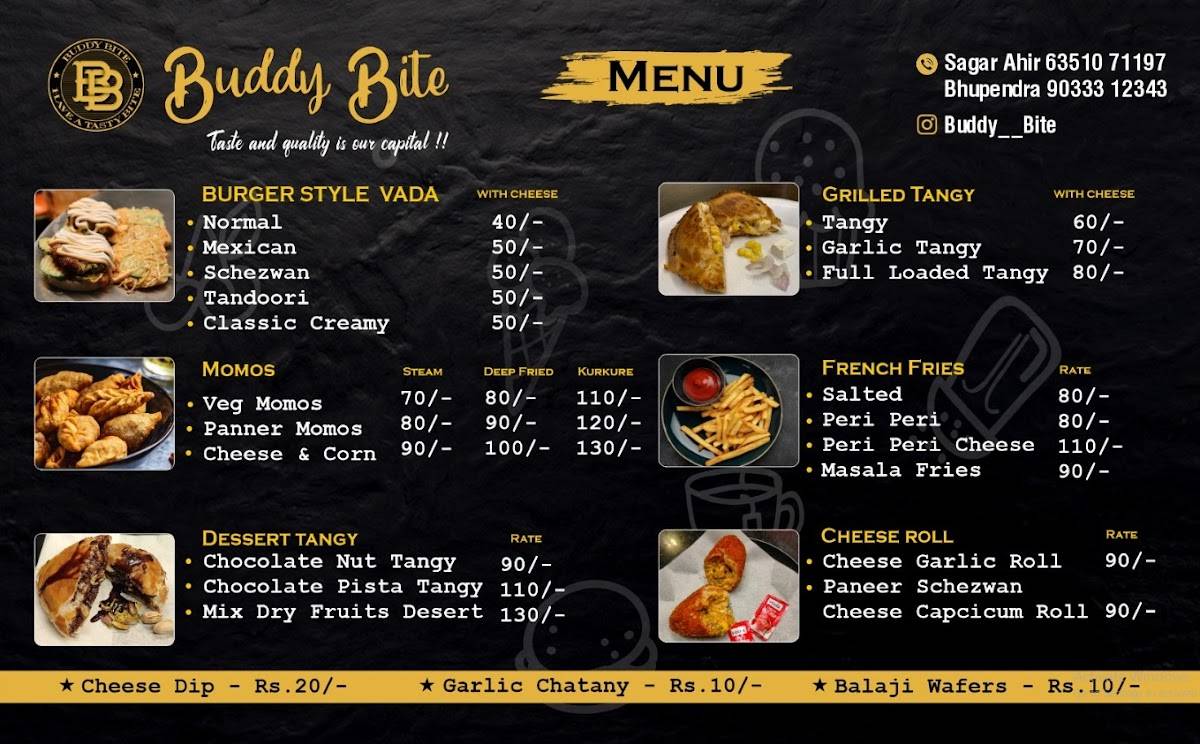 Buddy Bite menu