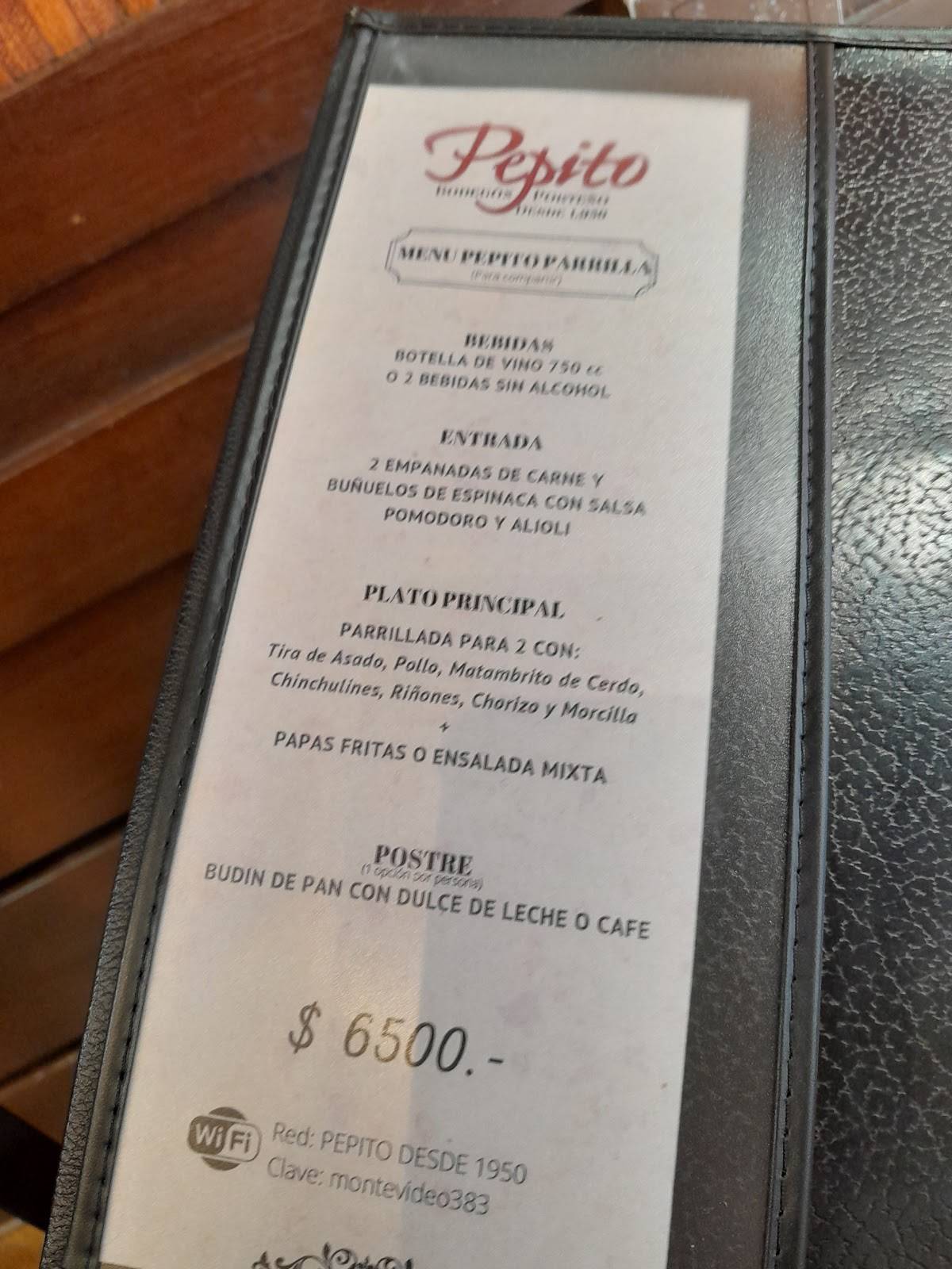 Carta del restaurante Pepito Bodegón Buenos Aires