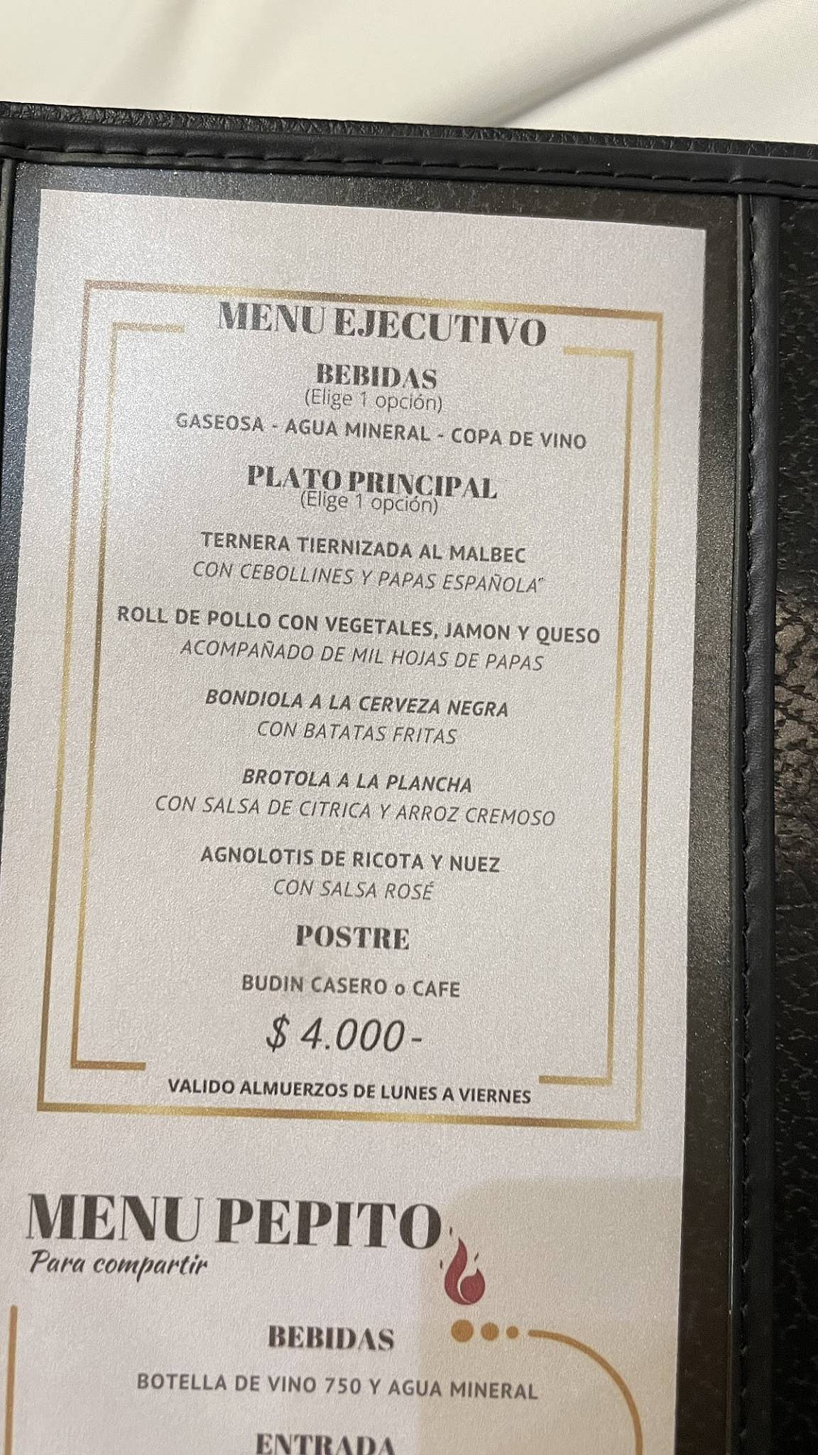 Carta Del Restaurante Pepito Bodeg N Buenos Aires