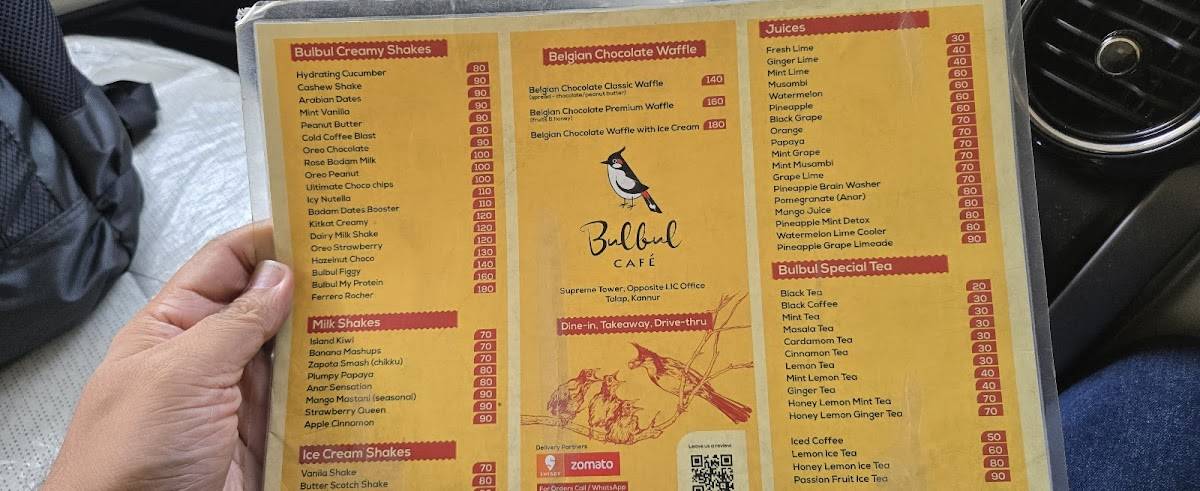 BulBul Cafe menu