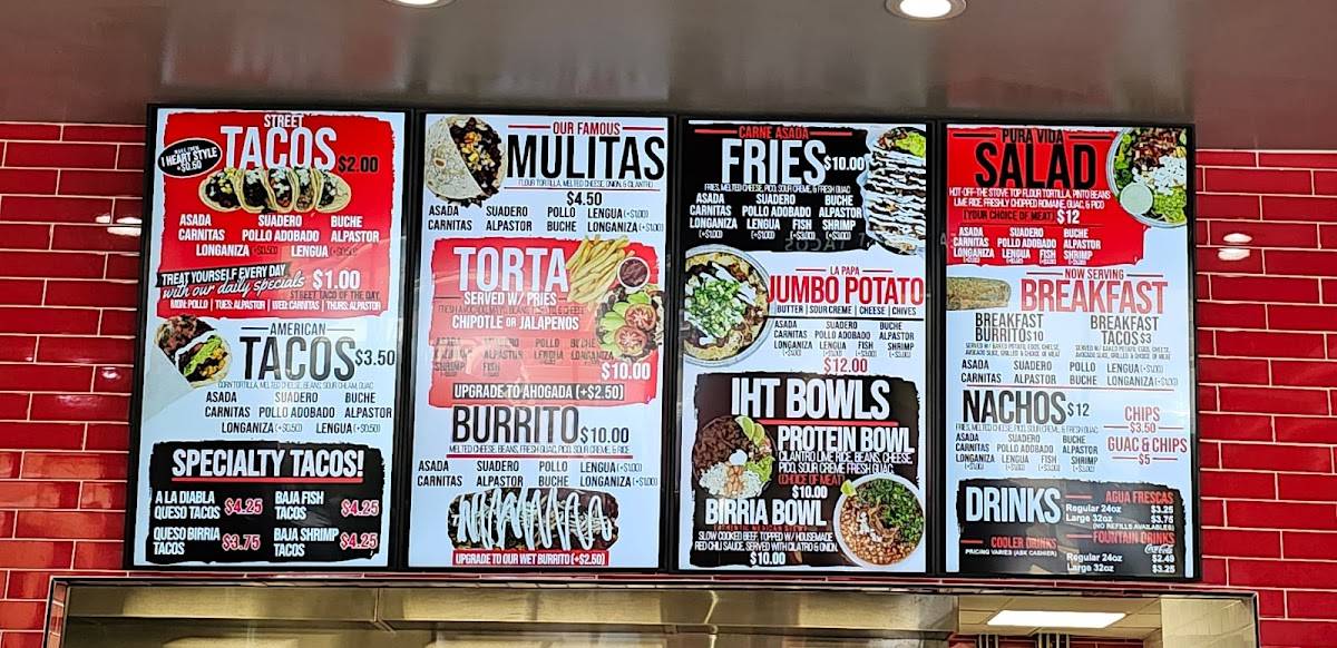 Menu at I Heart Tacos restaurant, Bullhead City