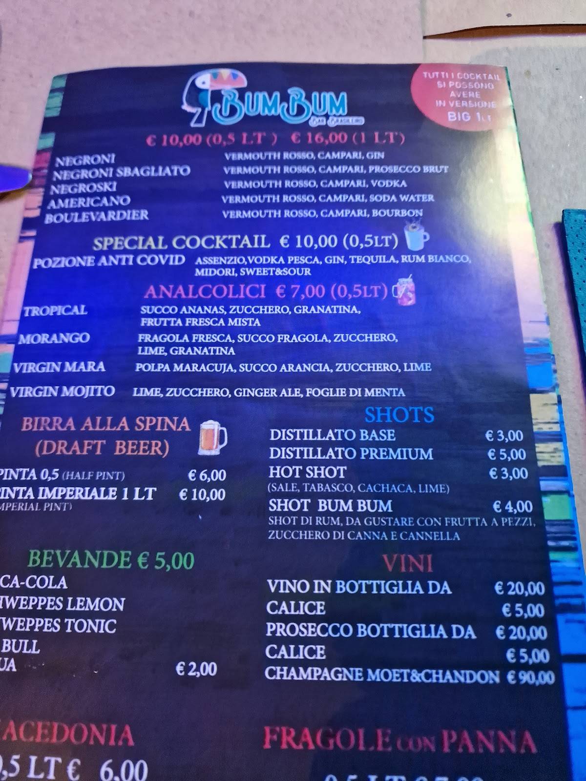Menu di BumBum Bar Brasileiro 