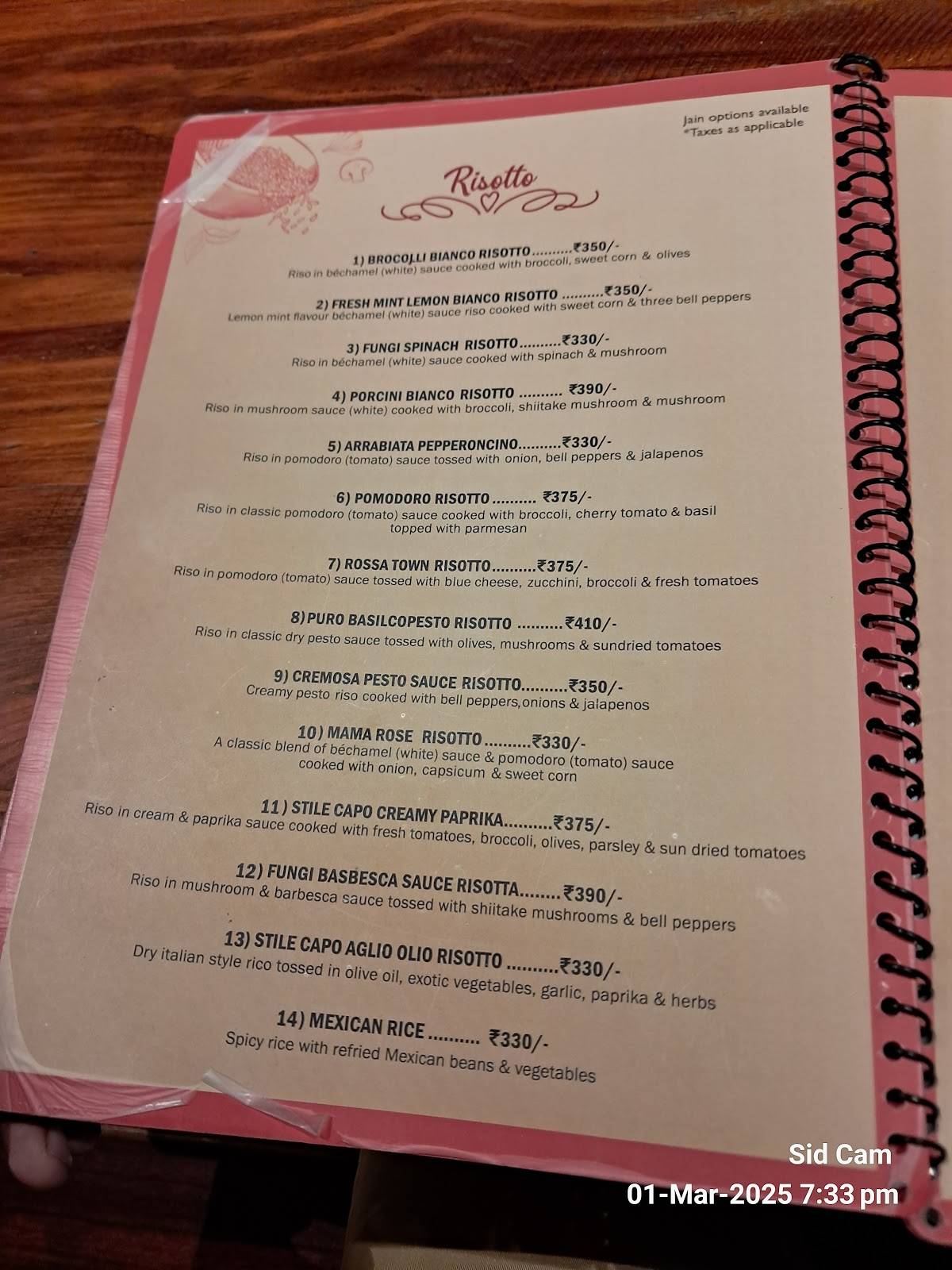 Buon Cibo - The Italian Cafe menu