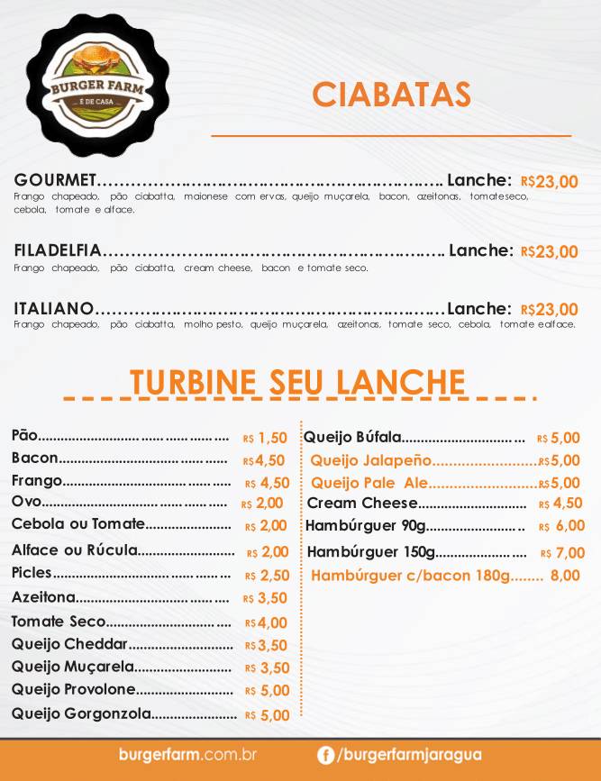 Burger Farm cardápio