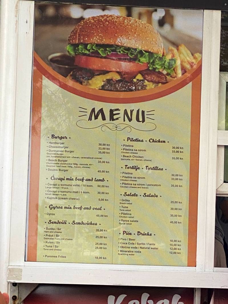 Menu di Burger beach 