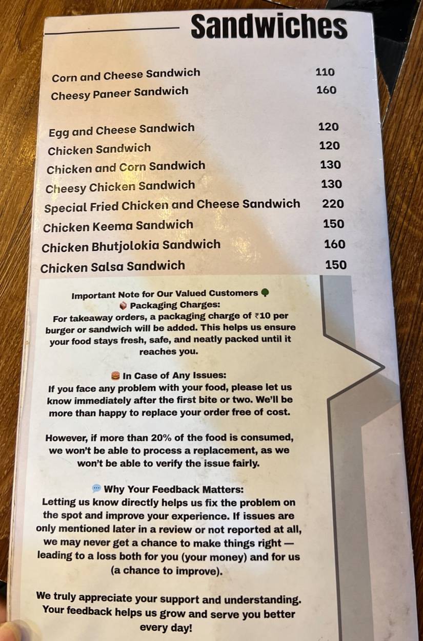 Burger tree menu