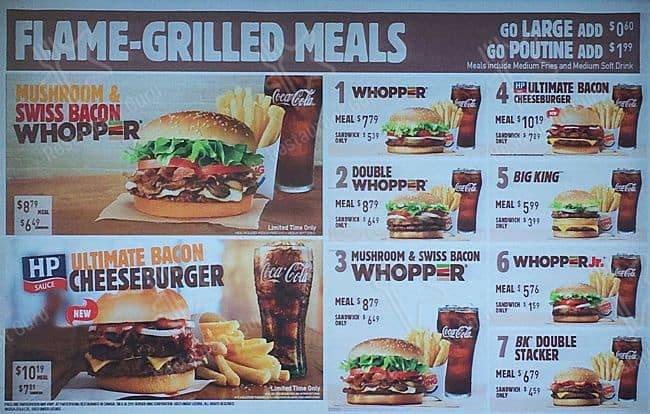 Menu de Burger King