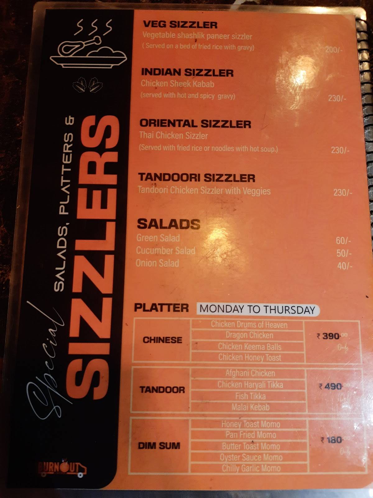 Burnout Cafe & Restaurant menu