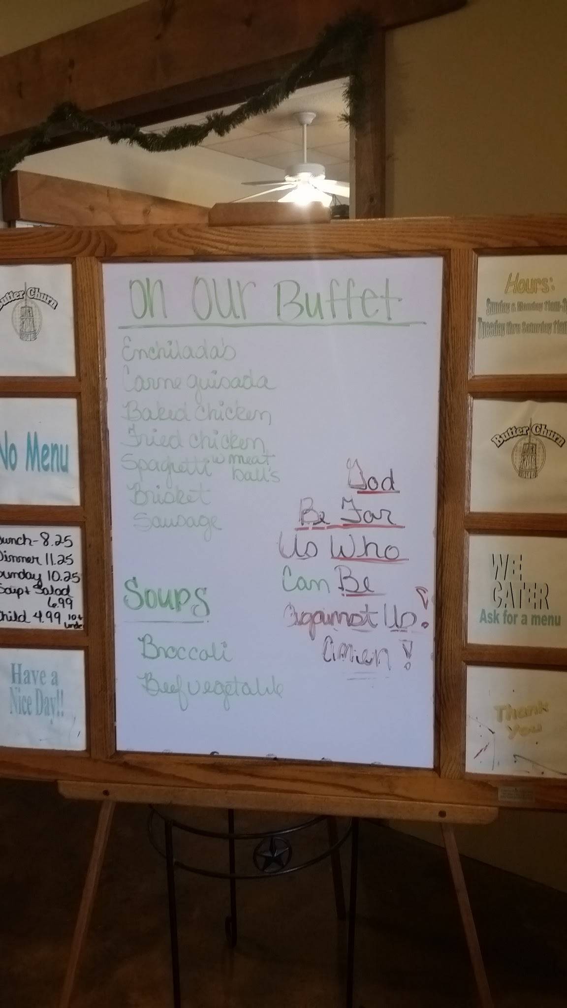 Menu at Butter Churn Restaurant, Sinton, 207 W Sinton St