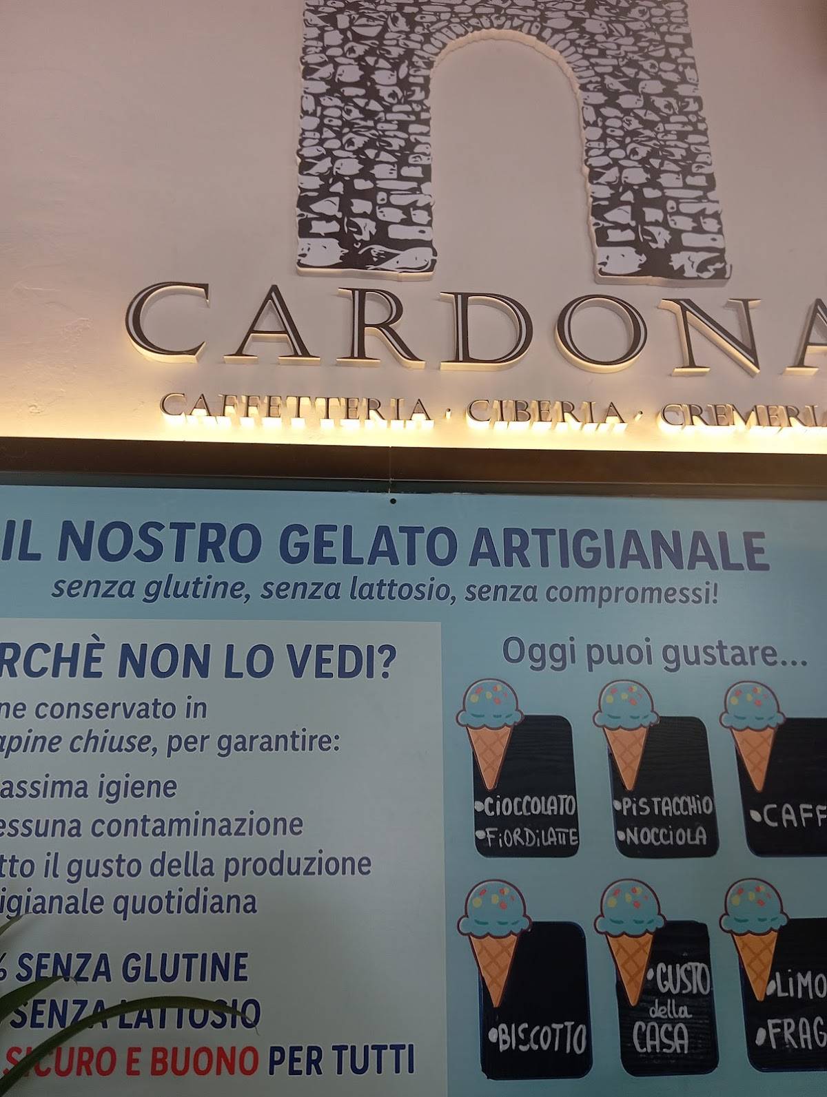 Menu di CARDONA Caffetteria - Gelateria - Ciberia 