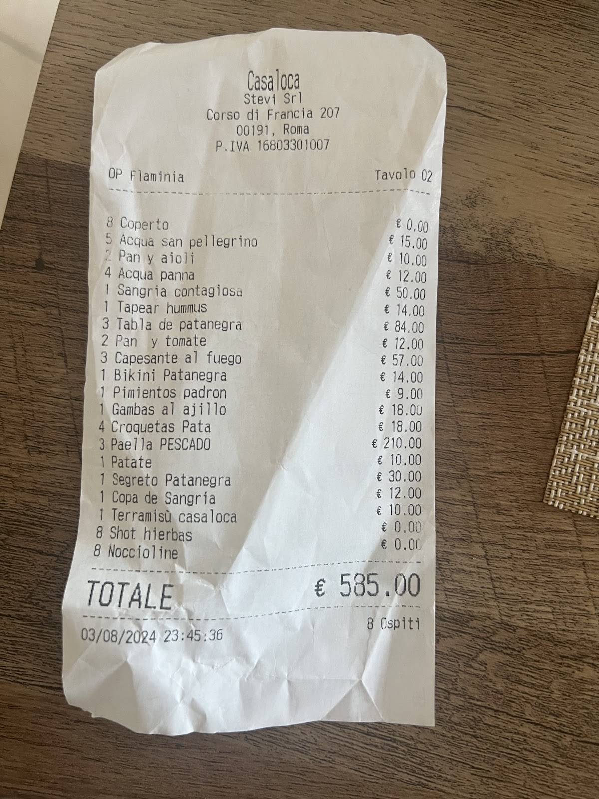 Menu di CASALOCA Roma - Comida Contagiosa 