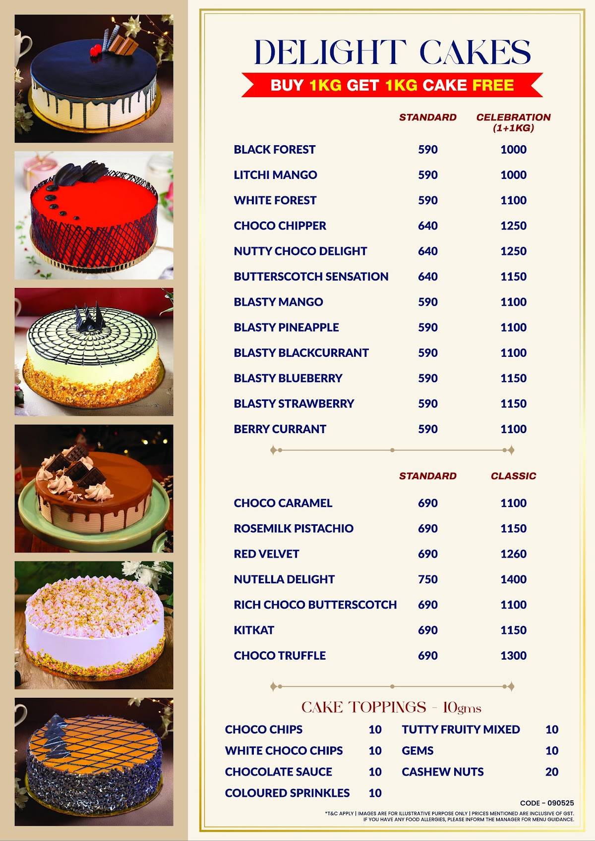 CK's Bakery, Sai Baba Colony menu