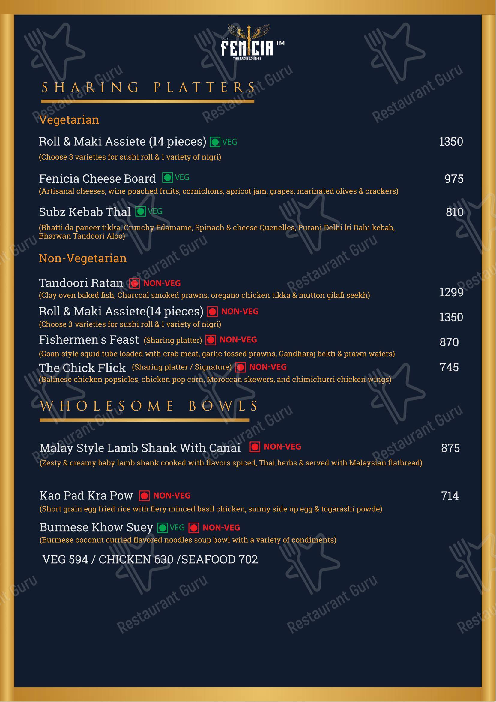 Menu for CLUB FENICIA in Kolkata