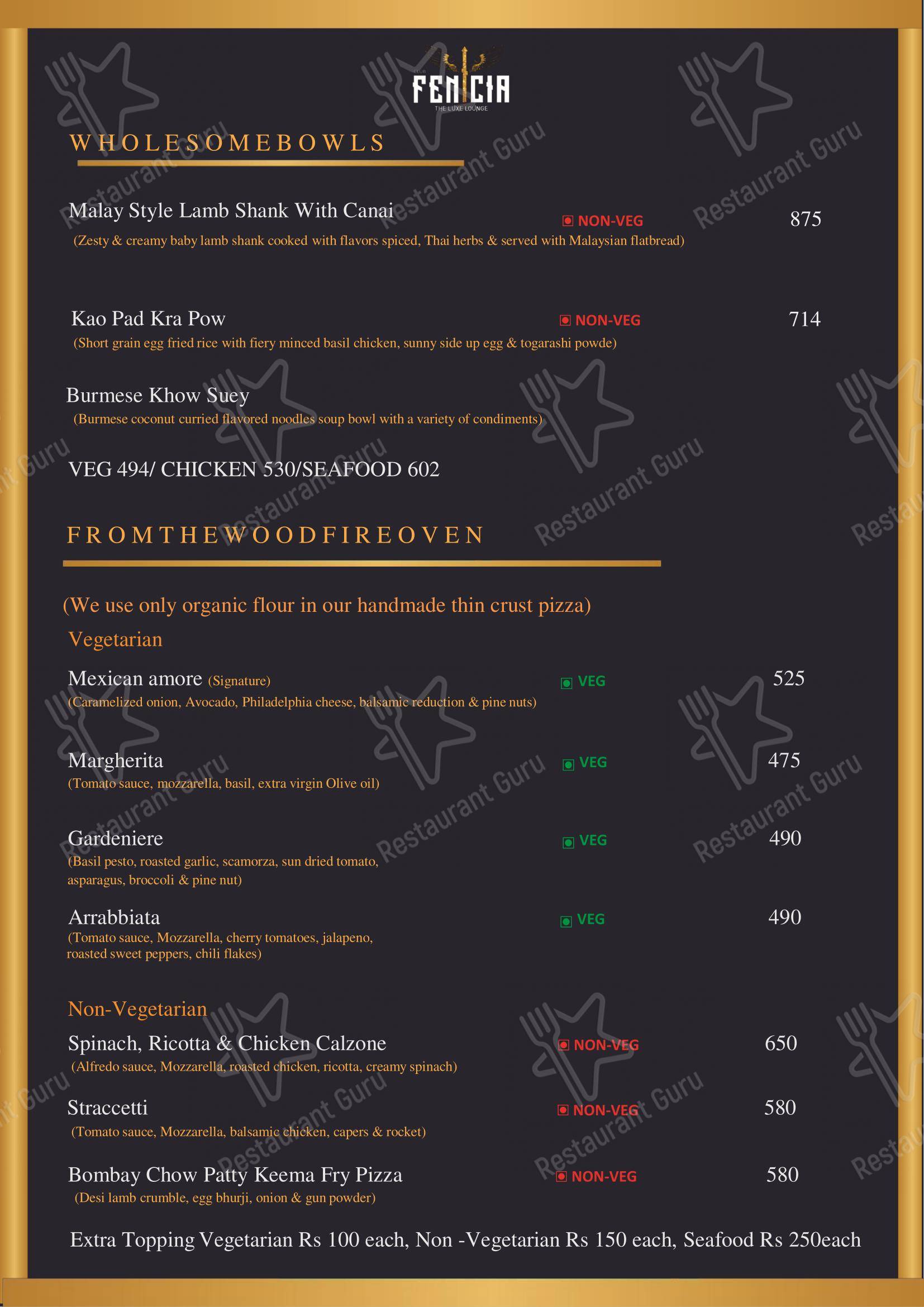 CLUB FENICIA in Kolkata - Menu bar