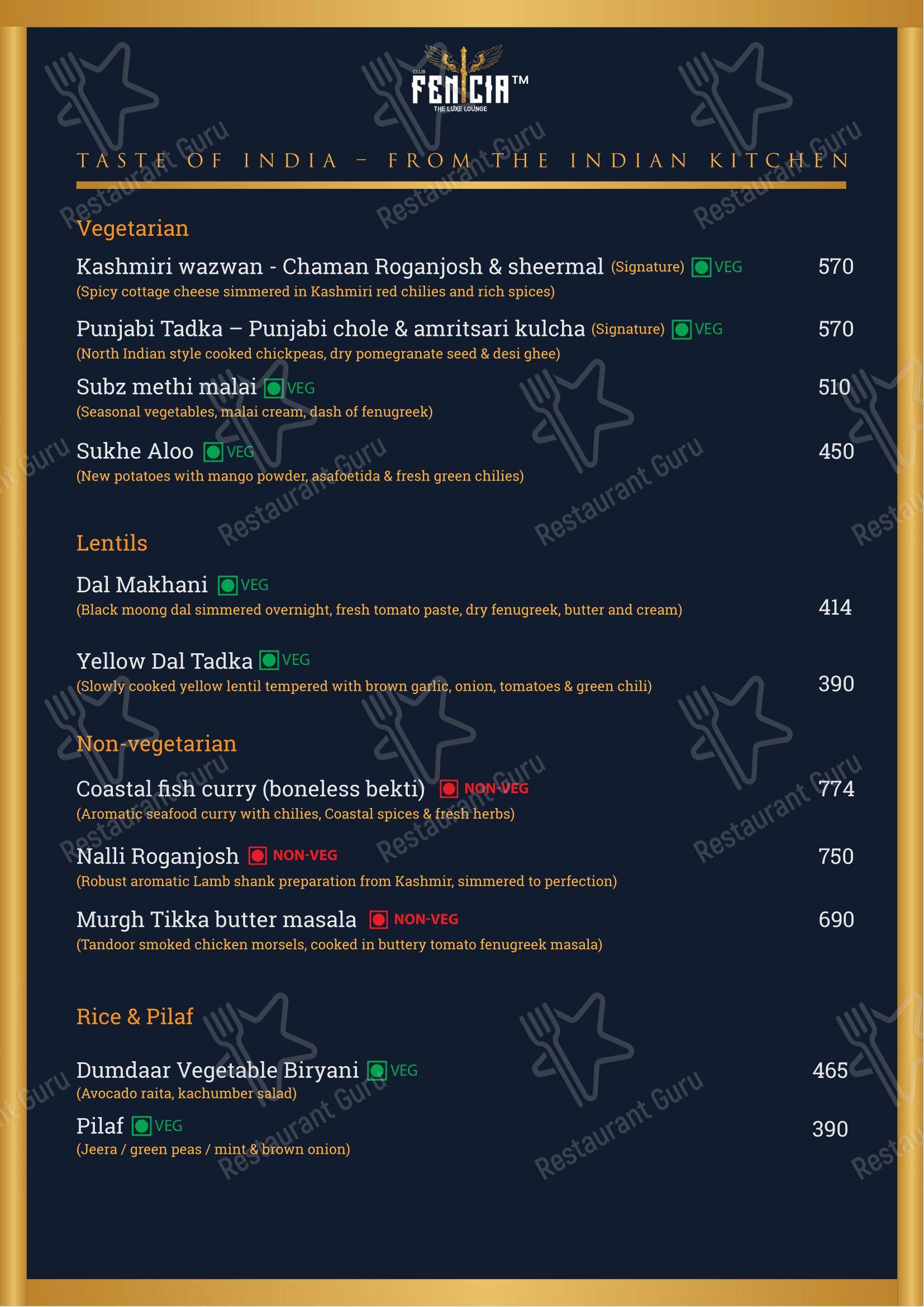 CLUB FENICIA - Menu