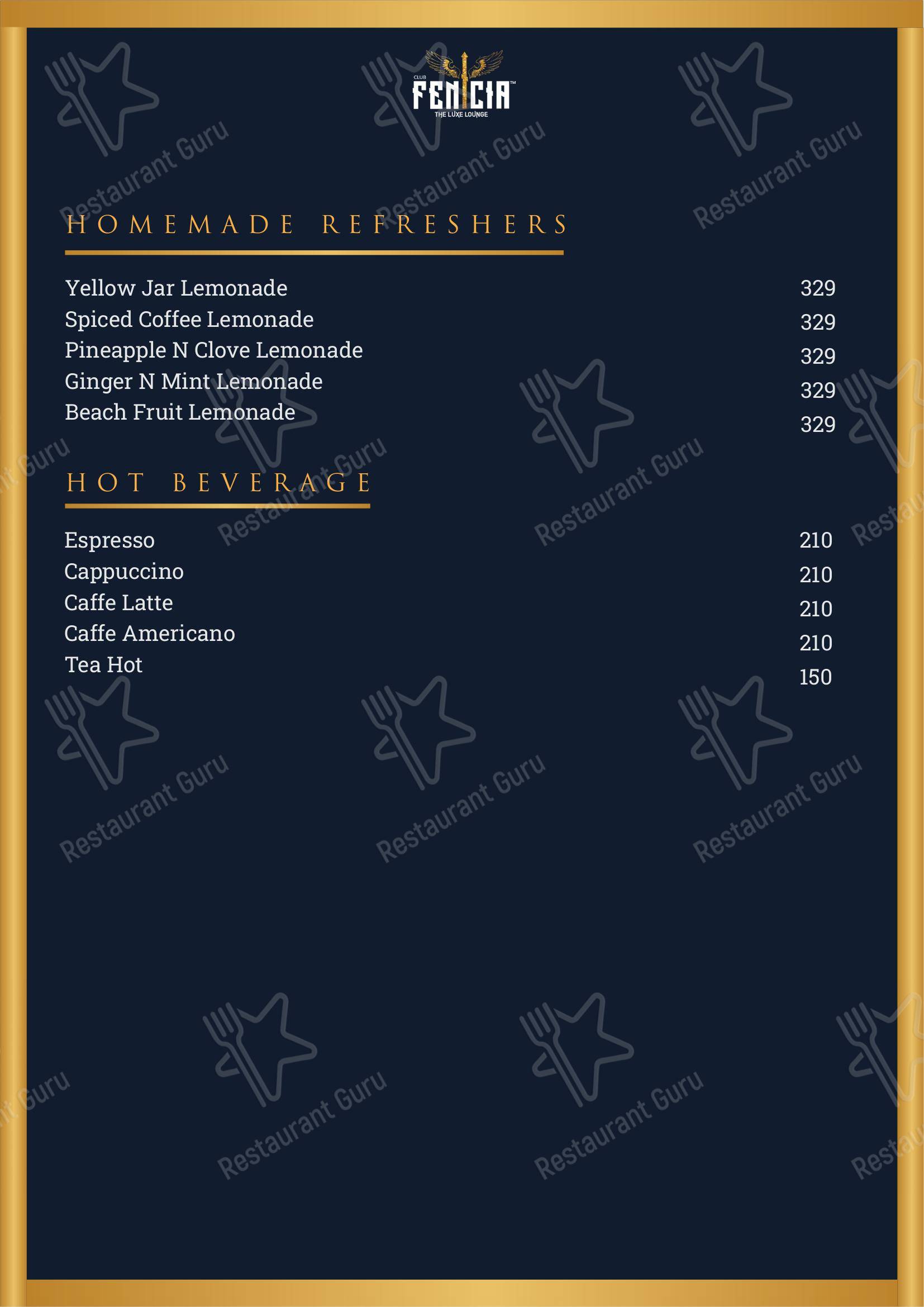 CLUB FENICIA in Kolkata - Menu