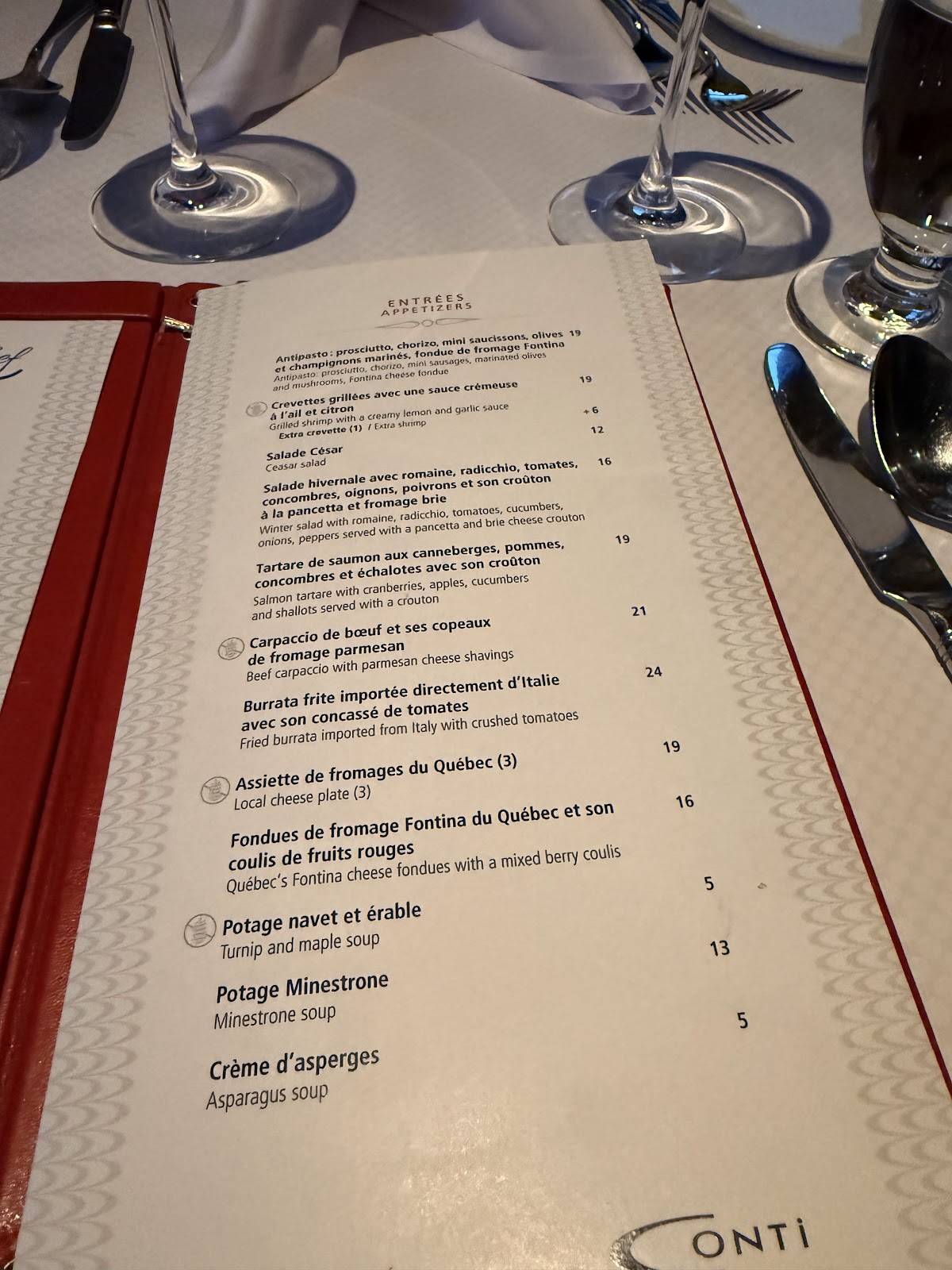 Menu de Conti Caffe