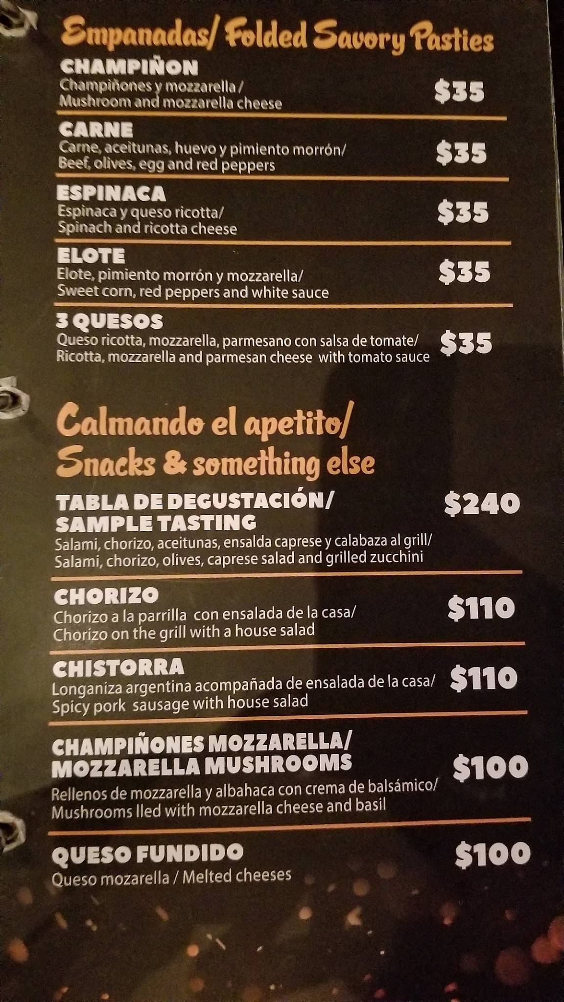 Carta de Restaurante Brasa Viva