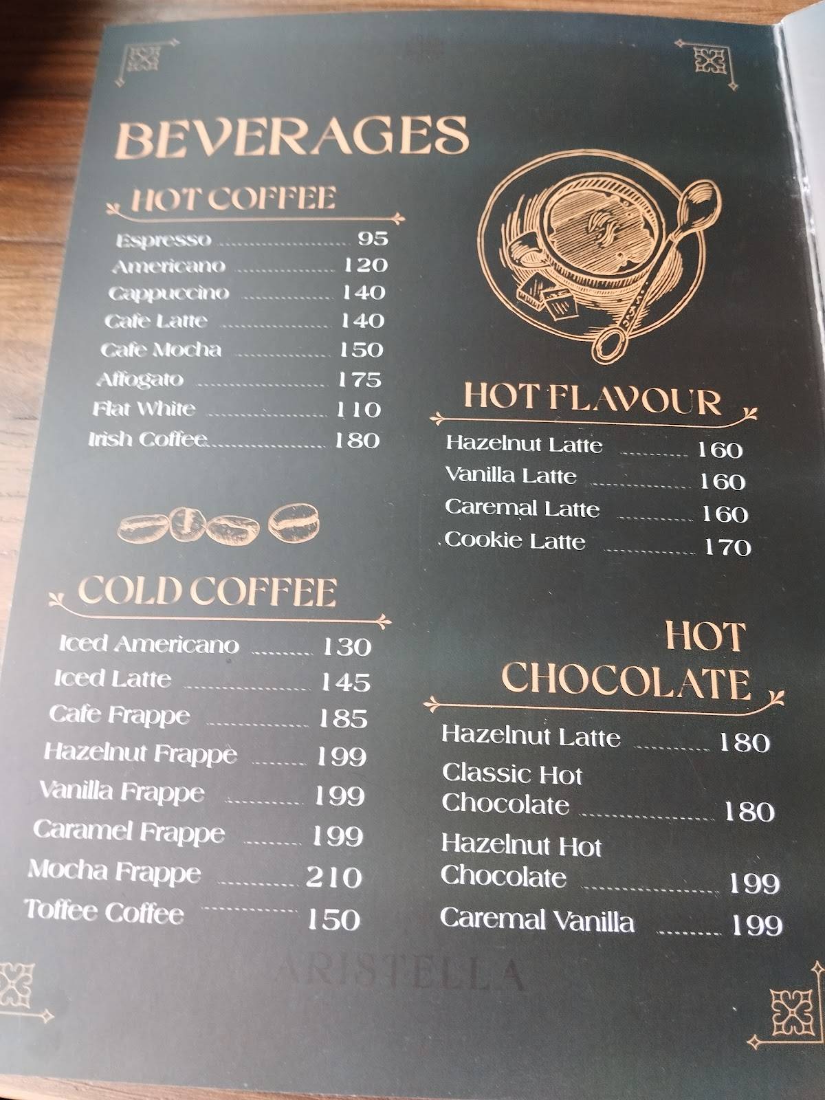 Aristella Cafe and Bar menu